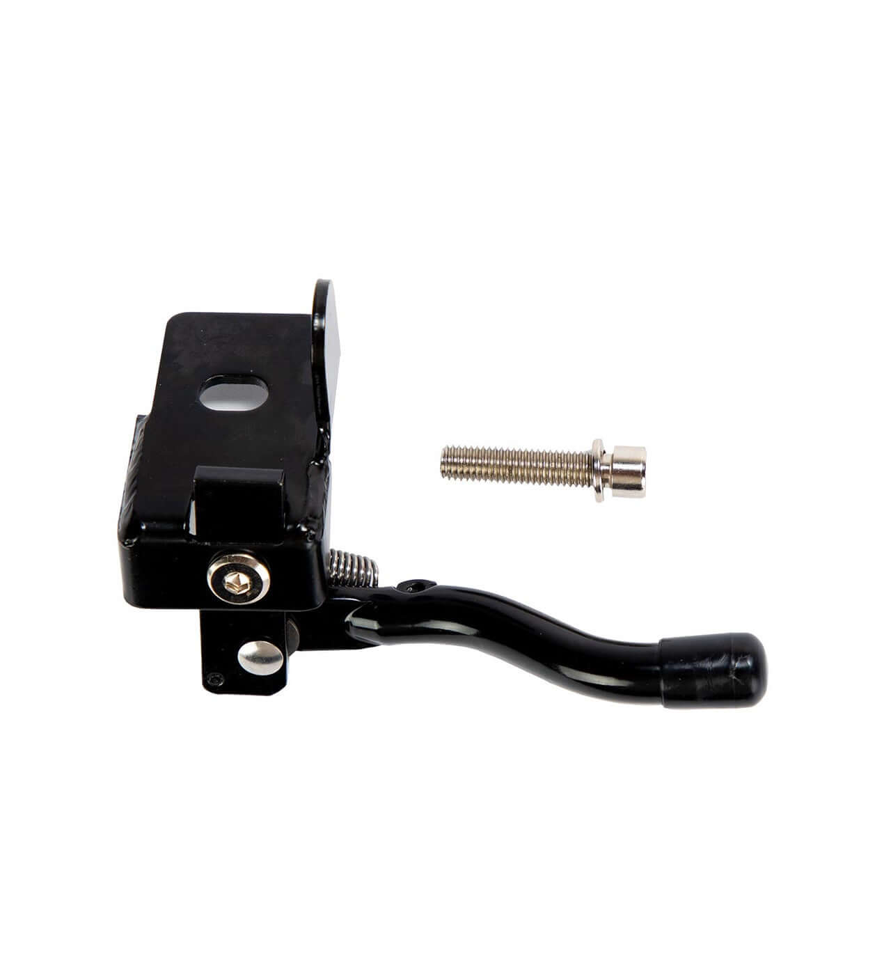 Strider 14x Kickstand showing black metal design with installation screw for easy attachment to kids' bikes.