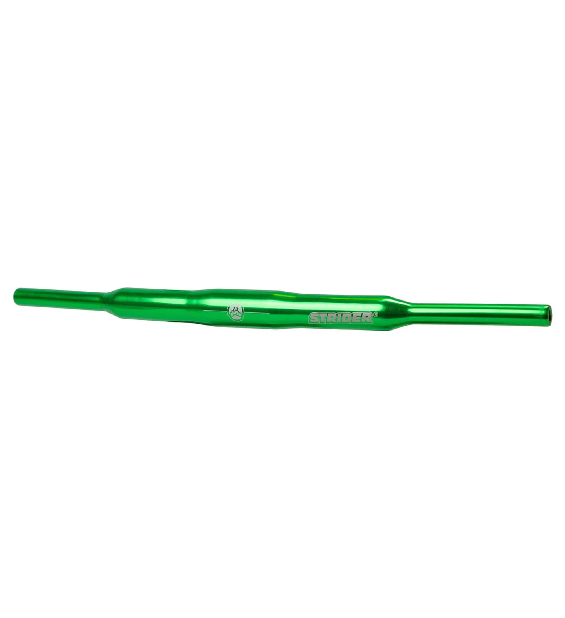 Strider Aluminum Flat Handlebar in vibrant green, designed for Strider 12 Balance Bikes, offering lightweight and stylish performance.