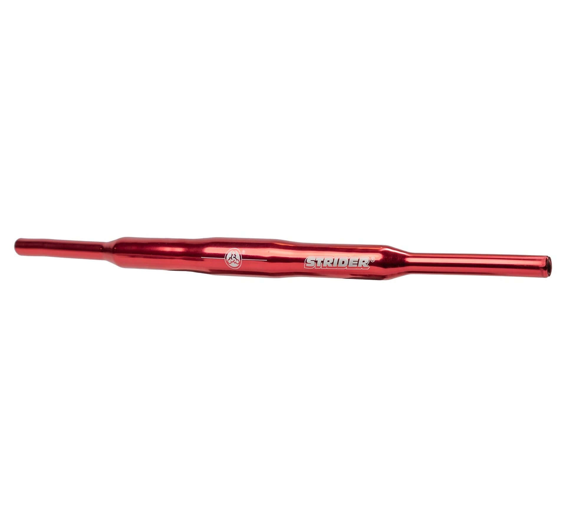Strider Aluminum Flat Handlebar in sleek red finish, perfect for Strider 12 Balance Bikes, enhancing reach and style.