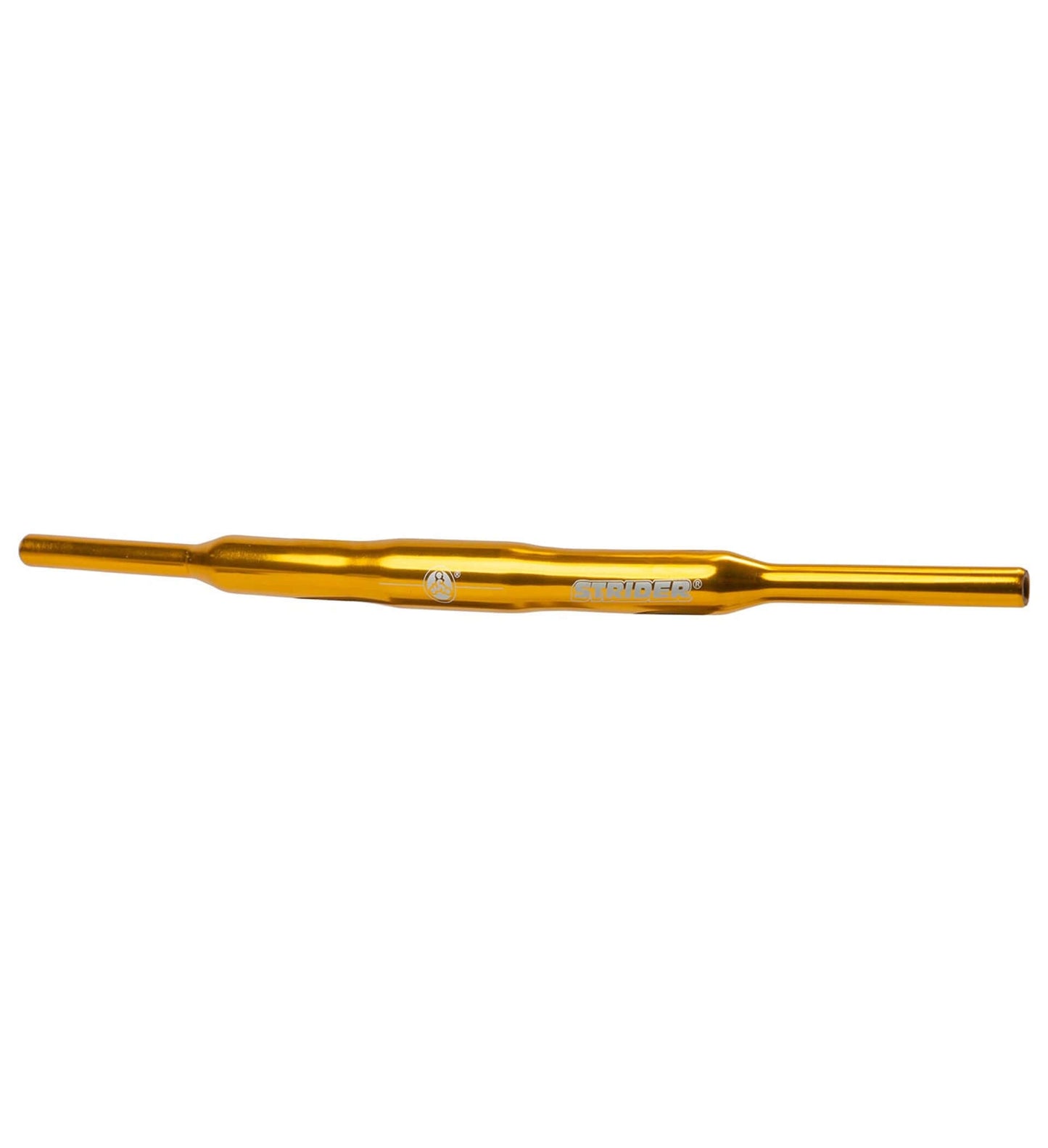 Strider Aluminum Flat Handlebar in bright gold finish, designed for Strider 12 Balance Bikes, lightweight and stylish accessory.