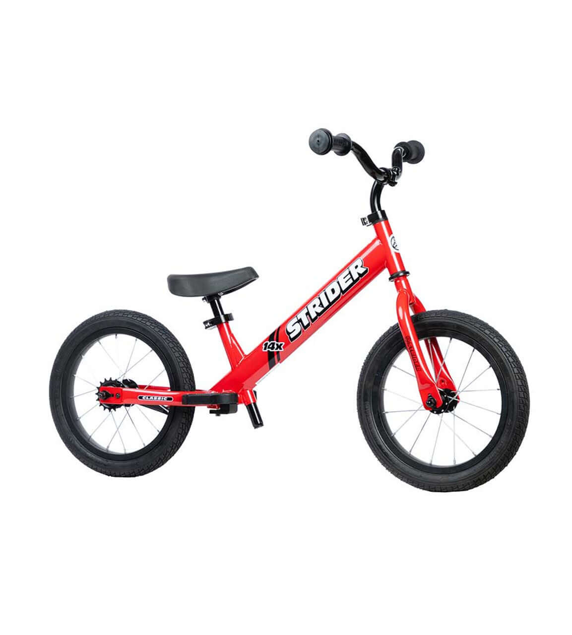 Strider 14x Convertible Bike for kids in red, designed for learning balance and pedaling without training wheels.