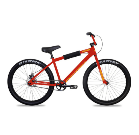 Eastern Bike Big Reaper LTD in bright red, featuring 26" wheels, mechanical disc brakes, and Eastern logo tires.