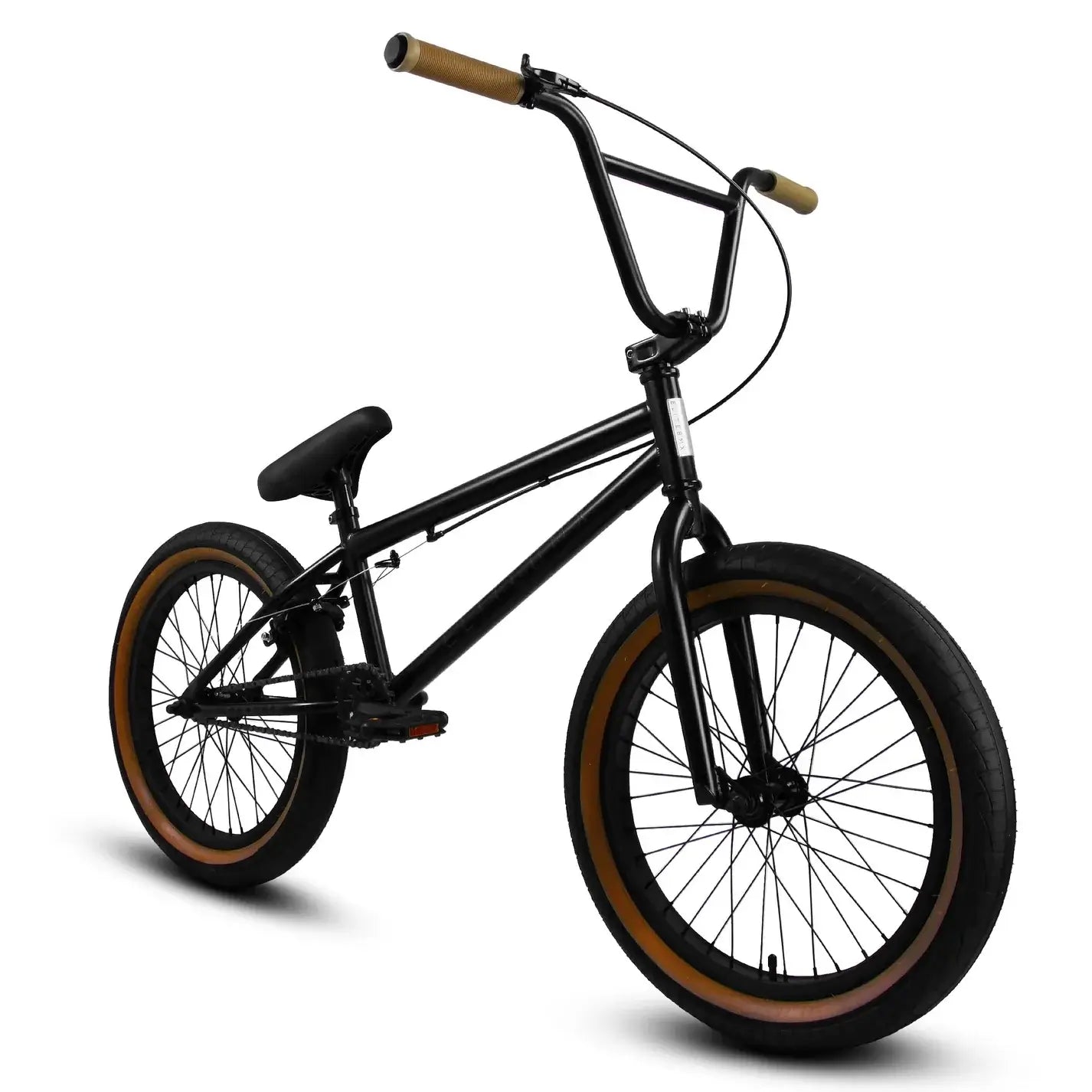 2024 Elite BMX Stealth bike featuring a black frame, street tires, and upgraded components for park and street riding.