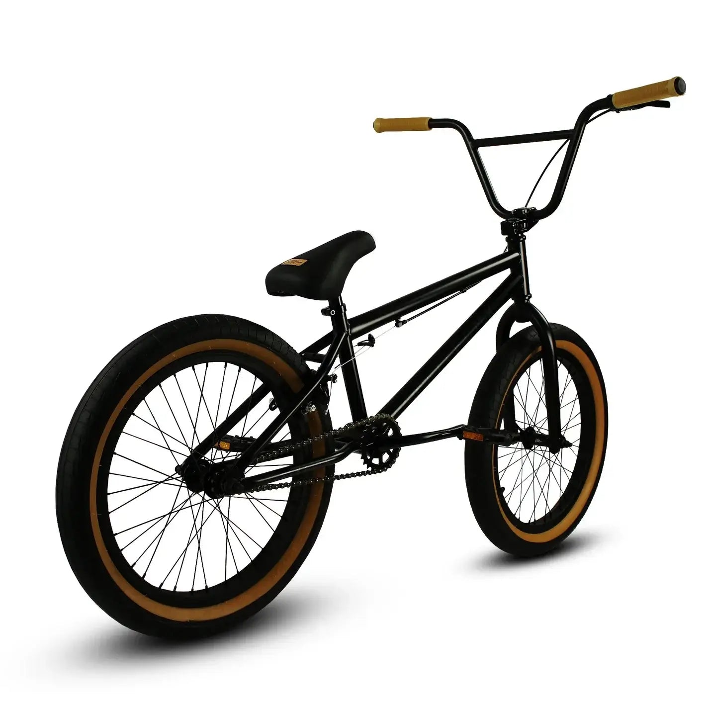 Elite BMX Stealth bike showcasing sleek design with 20" hi-tensile steel frame and 2.5" street tires.