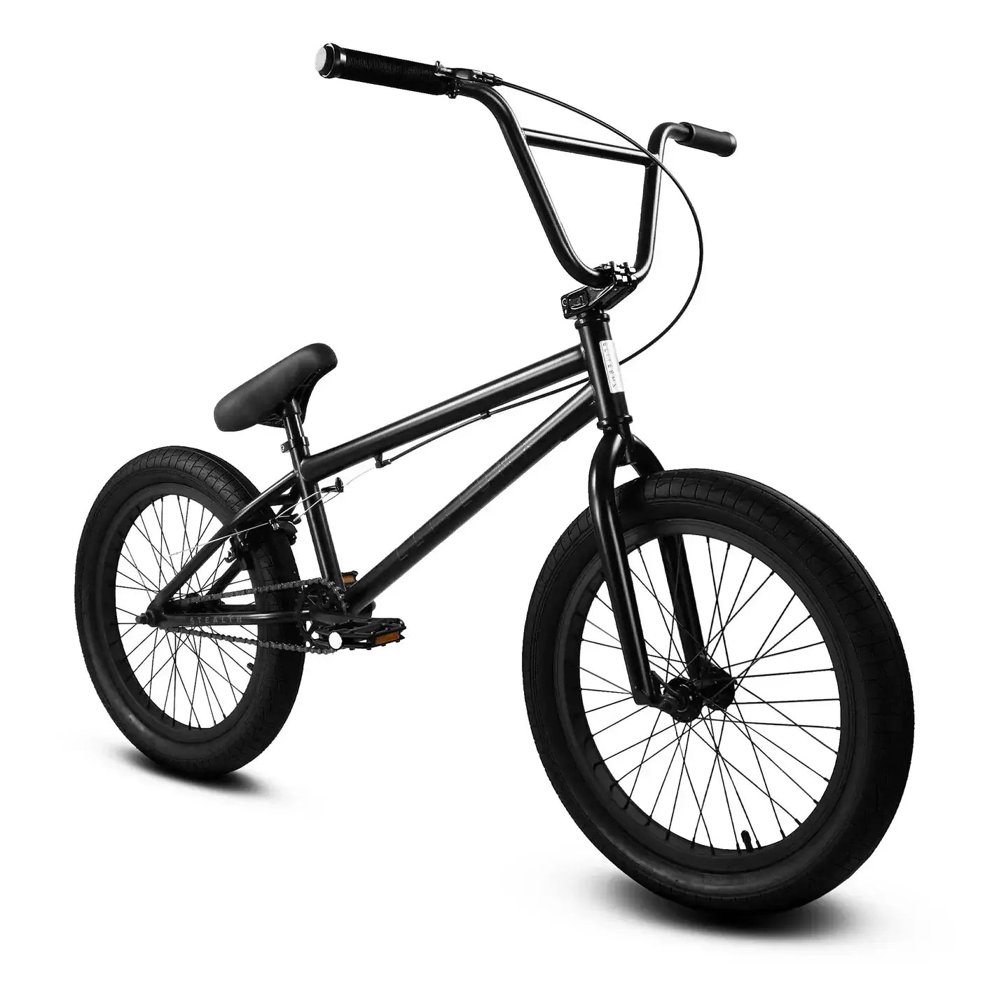 Elite BMX Stealth 2024 model bicycle with black frame and 20" tires for street and park riding.