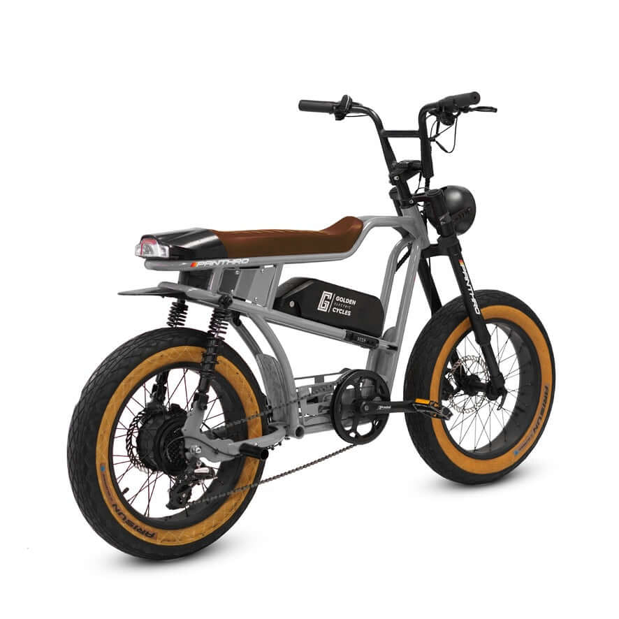 Golden Cycles Panthro electric bike with 750W motor and stylish design, perfect for commuting and recreation.