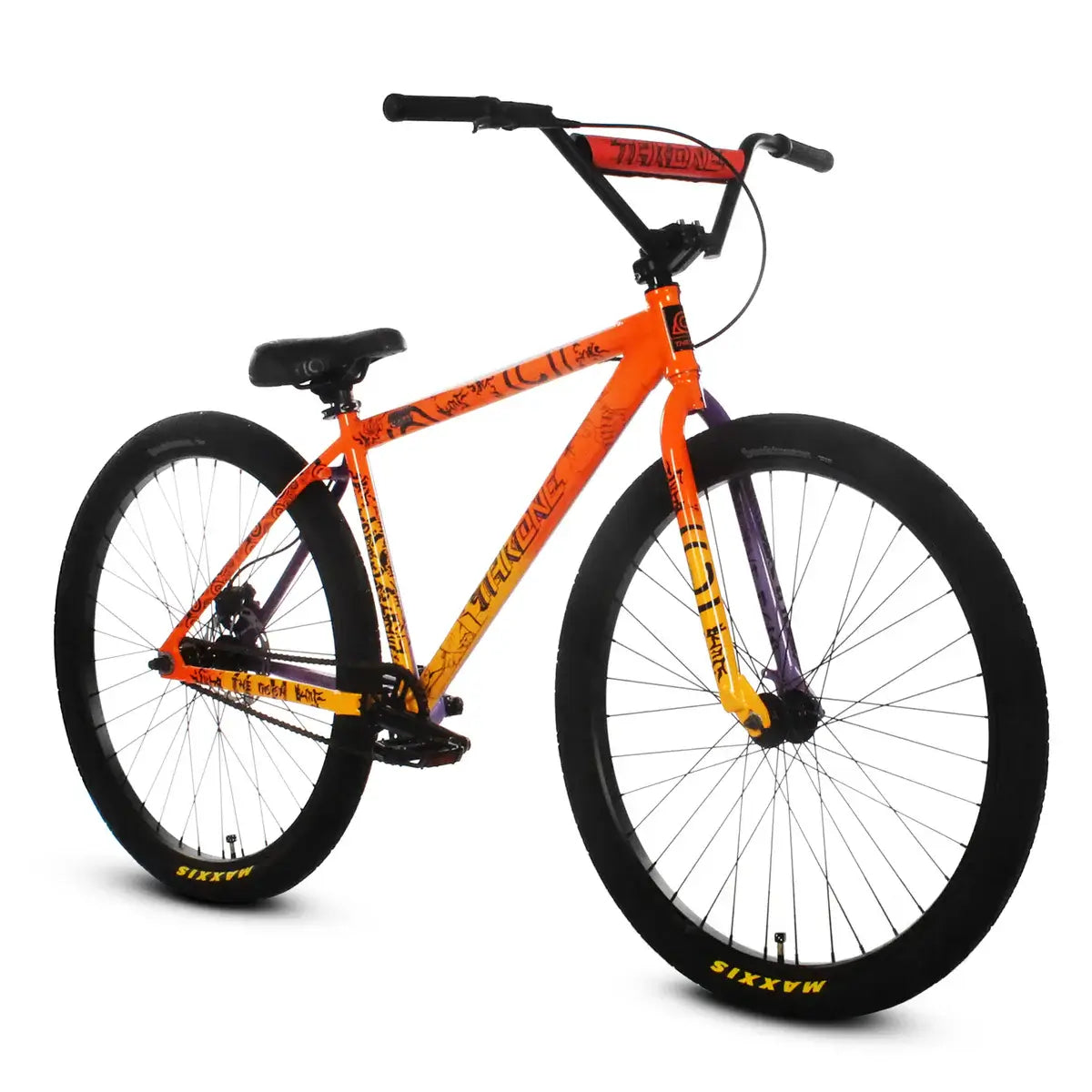 Throne The Goon 29" BMX bike in vibrant orange, designed for strength and performance with hydraulic brakes.