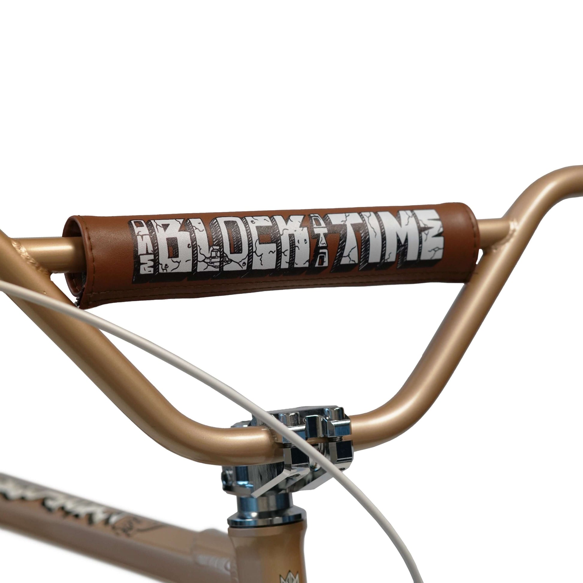 Throne Goon BMX handlebars featuring 'One Block at a Time' graphic in limited edition design.