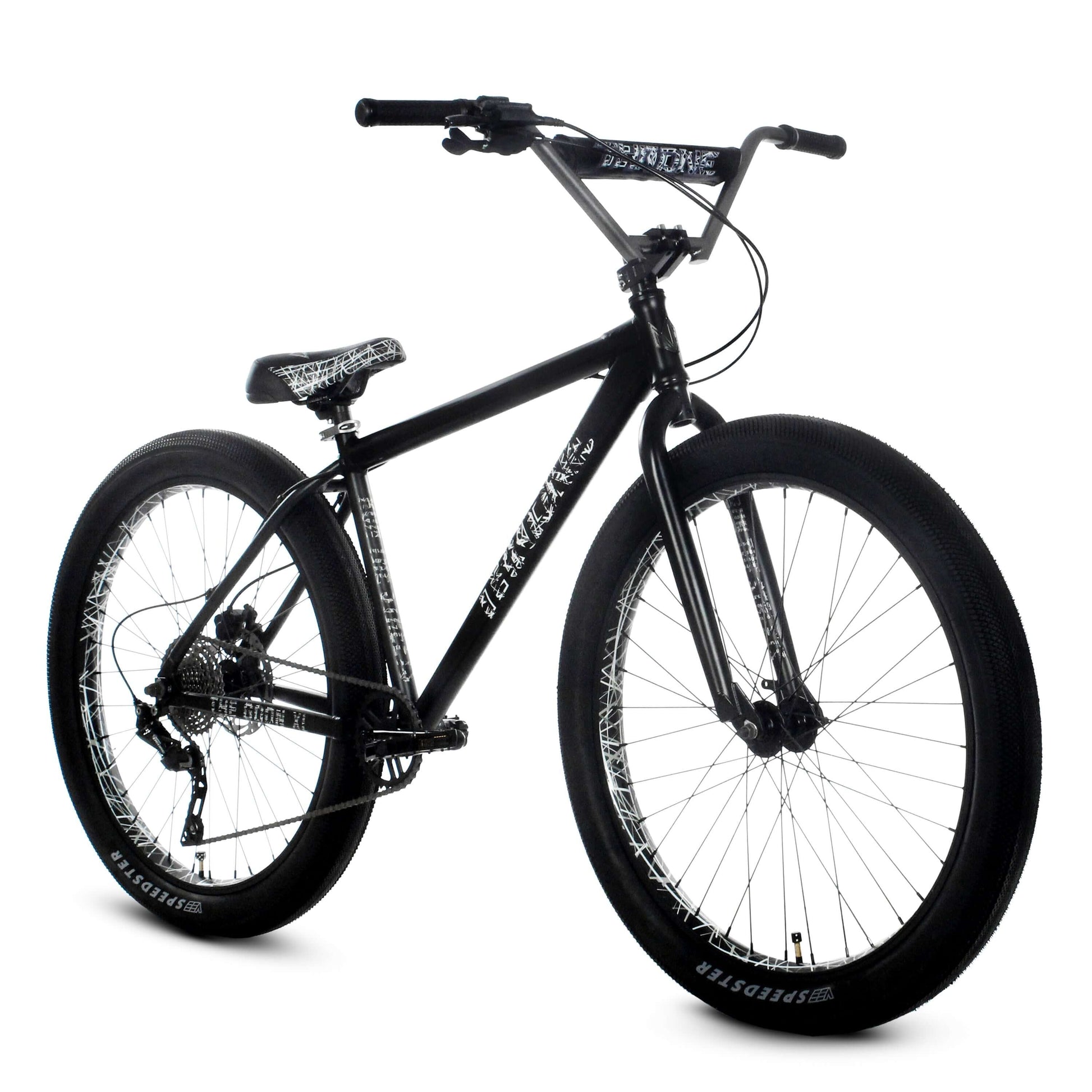 Throne The Goon XL Runner bike with oversized tires in sleek black finish, featuring durable aluminum frame and Chromoly fork.