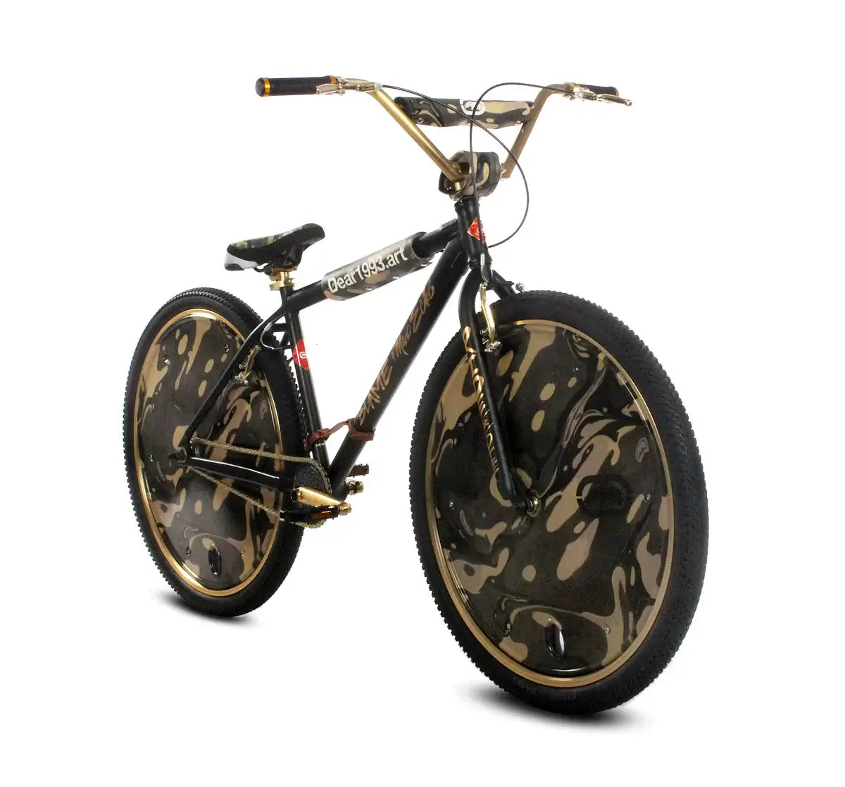 Throne The Goon 29" BMX bike with camo wheels and strong frame, perfect for stunts and urban riding.