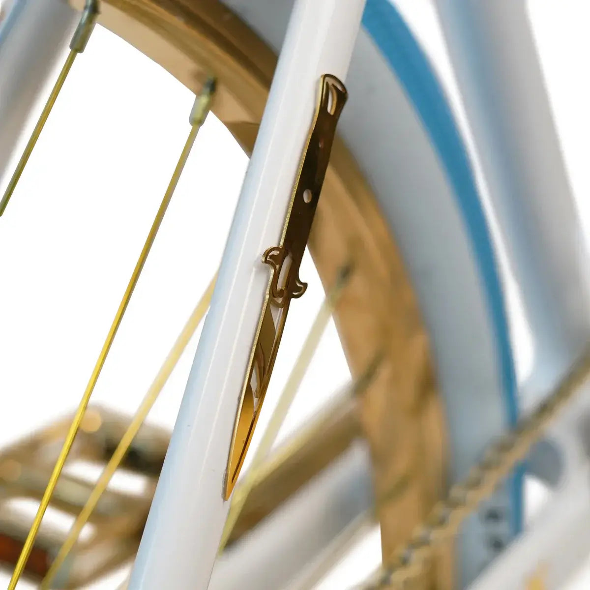Close-up of the gold accent on the Throne Goon 29" BMX bike frame, showcasing premium components and craftsmanship.
