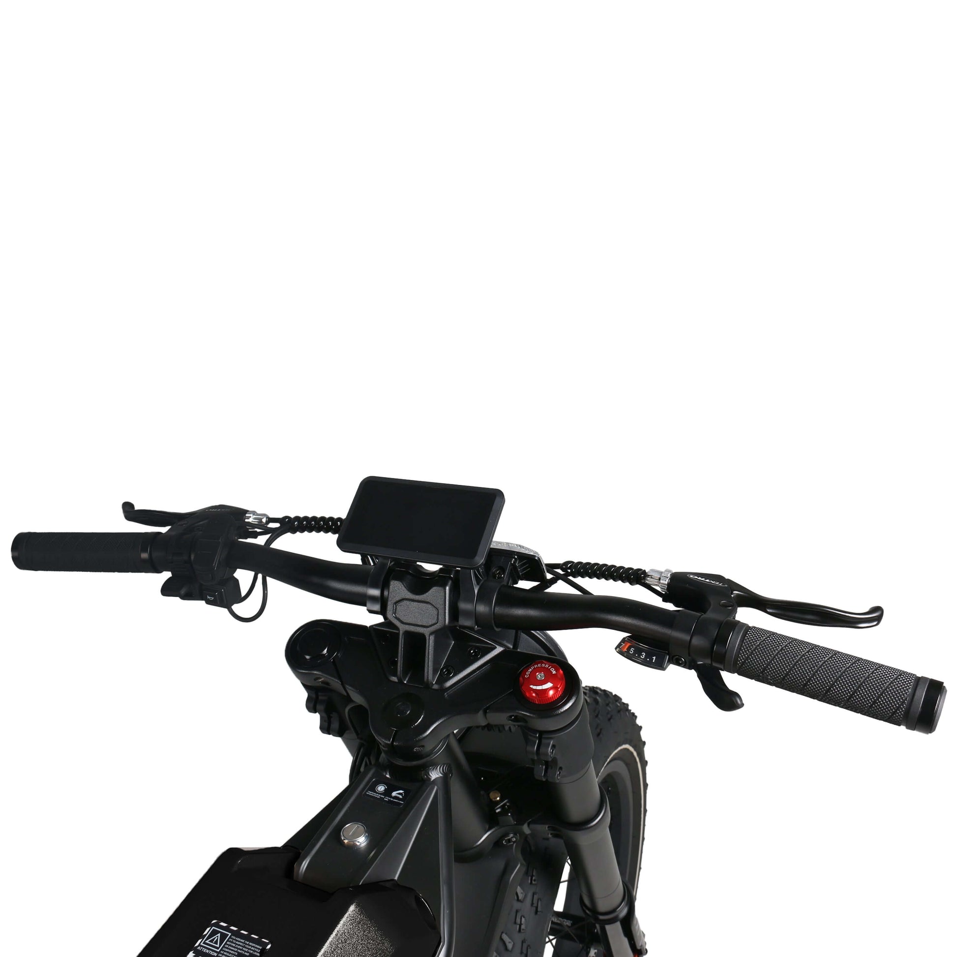 Close-up view of the handlebars and display of the Golden Cycles FALKN E-bike.