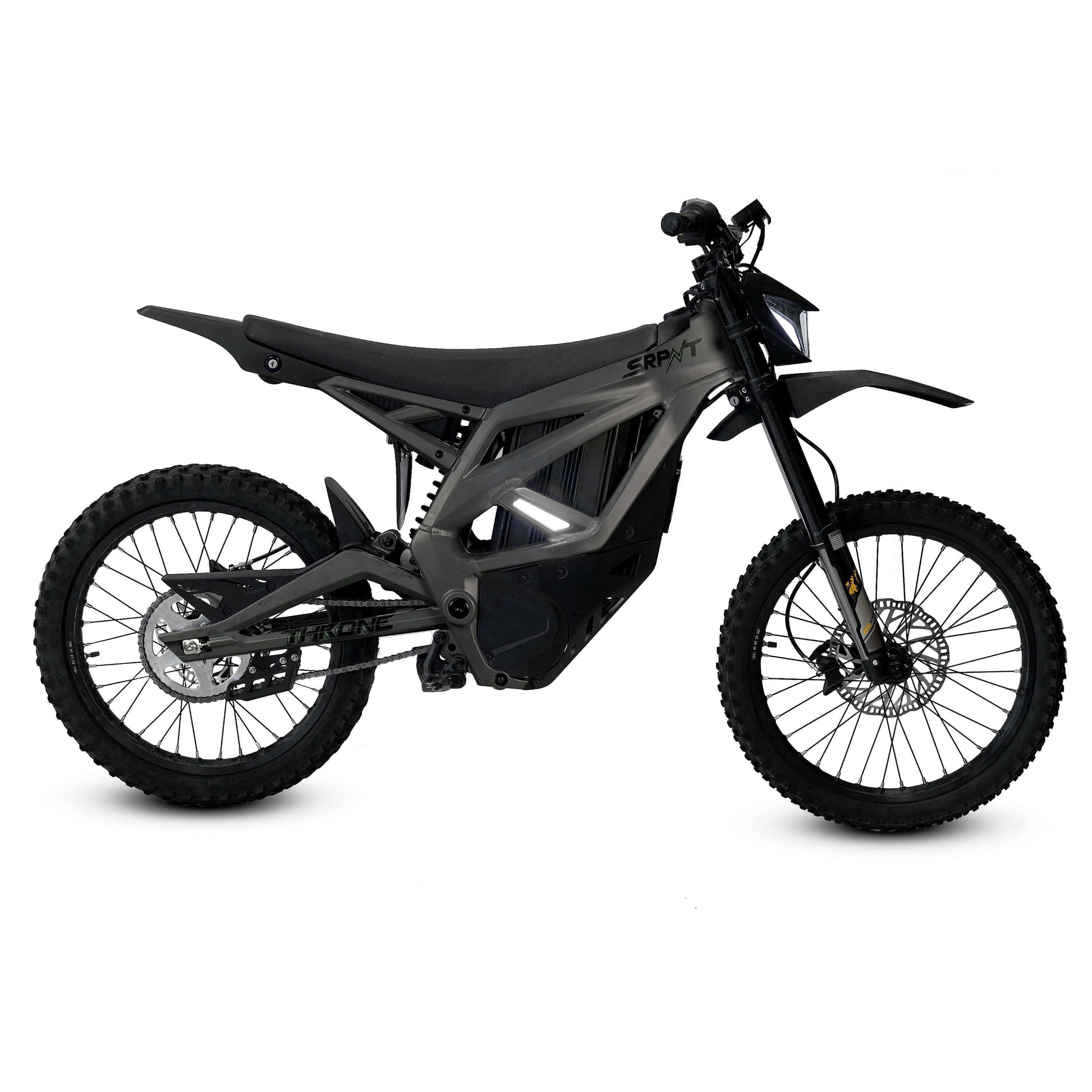 Throne SRPNT e-DIRT BIKE showcasing sleek design and powerful performance with custom alloy frame and electric features.
