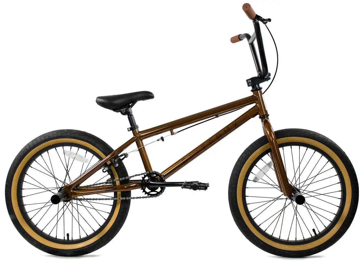 Elite BMX Stealth 2024 model with Hi-tensile steel frame and 2.5" street tires, perfect for park and street shredding.