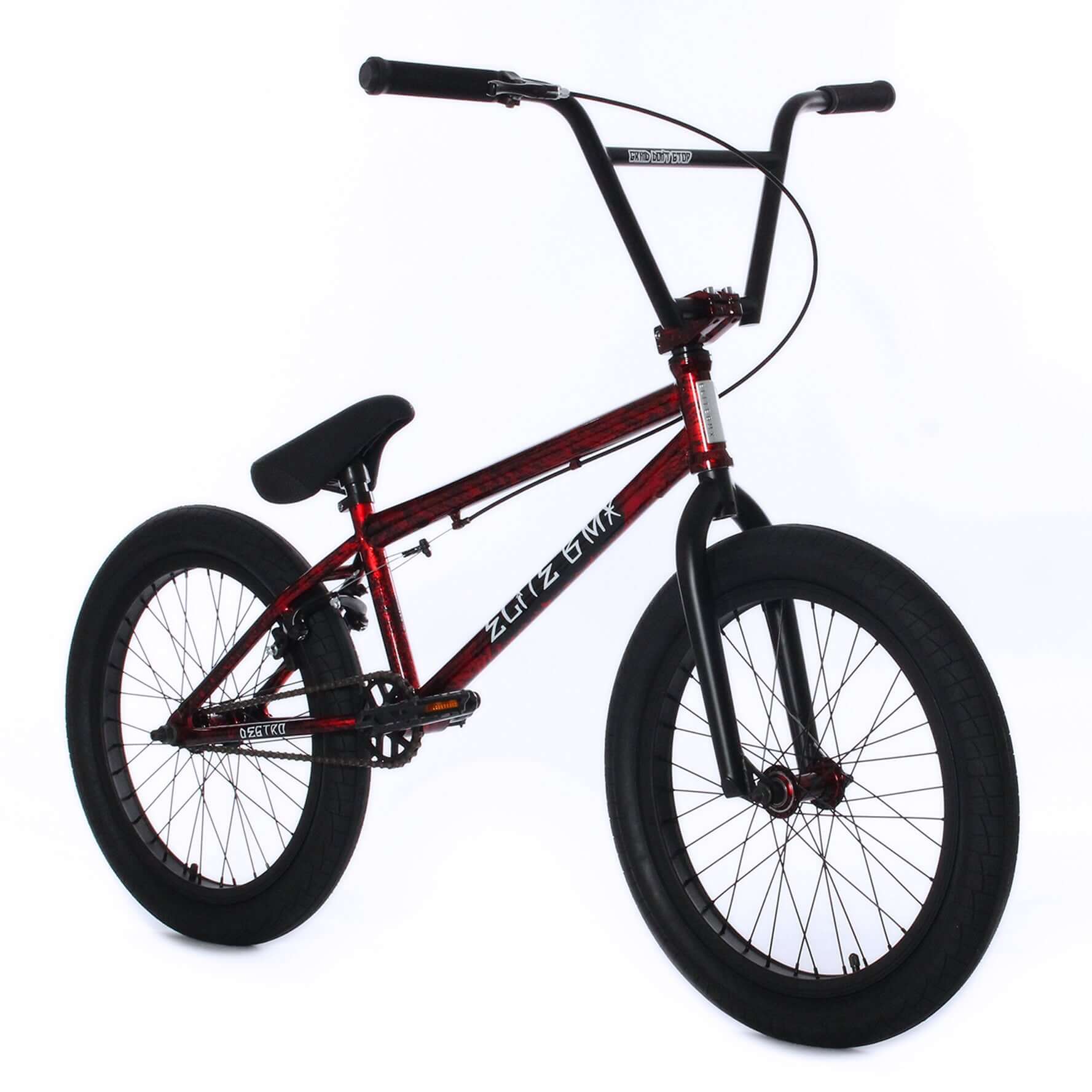 Elite BMX Destro in red, showcasing its hi-tensile steel frame and stylish design for street, dirt, and park riding.