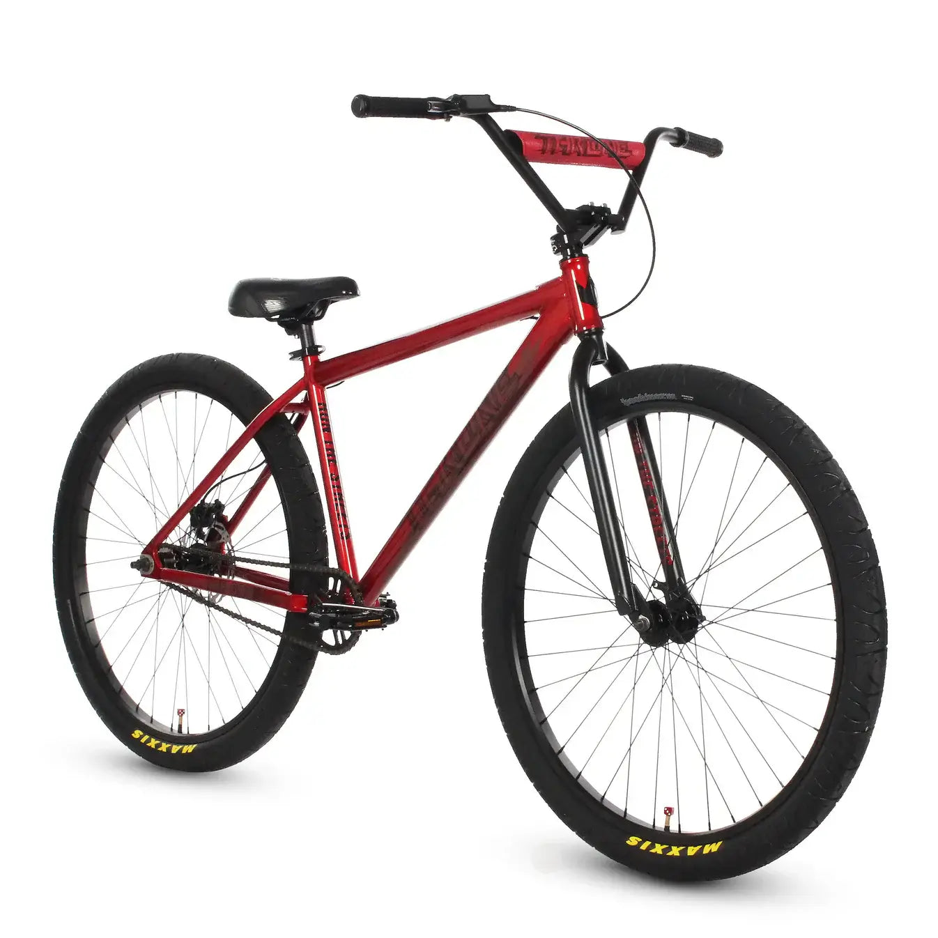 Throne The Goon 29" BMX bike in red with welded frame and hydraulic brakes, designed for strength and performance.