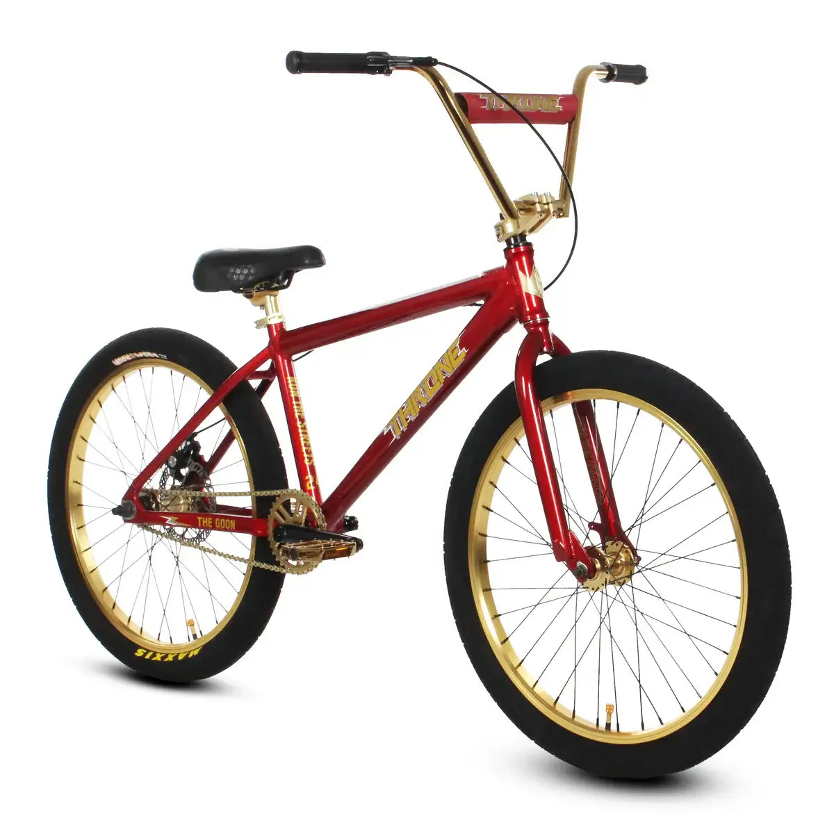 Throne The Goon 24" bike in red with gold accents, featuring alloy frame and double wall wheels.