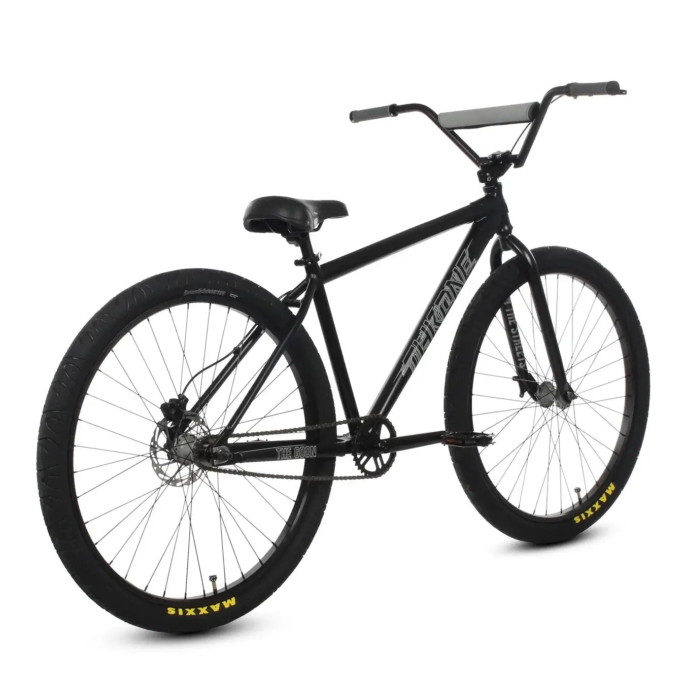 Throne The Goon 29" BMX bike showcasing strong components, hydraulic brakes, and a welded big yolk design.