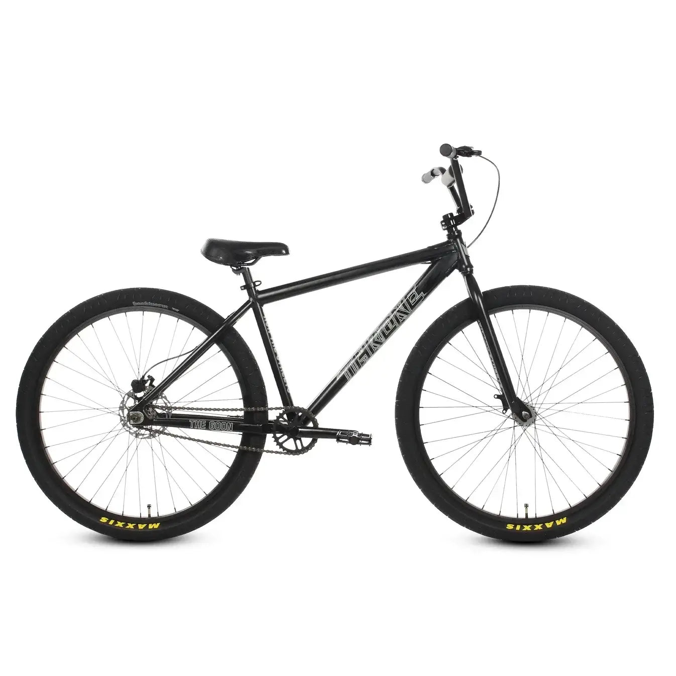 Throne The Goon 29" BMX bike in black, featuring a sturdy frame and hydraulic brakes for powerful stopping.