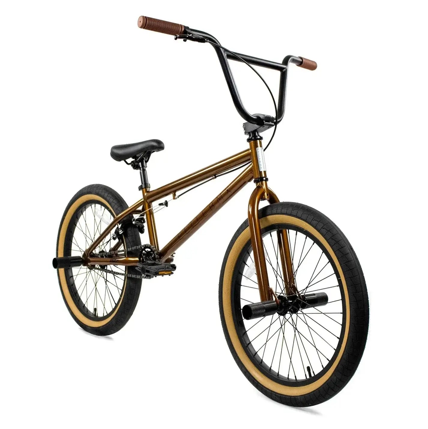 Elite BMX Stealth bike in bronze with 20" frame, 2.5" tires, and new components for street riding.