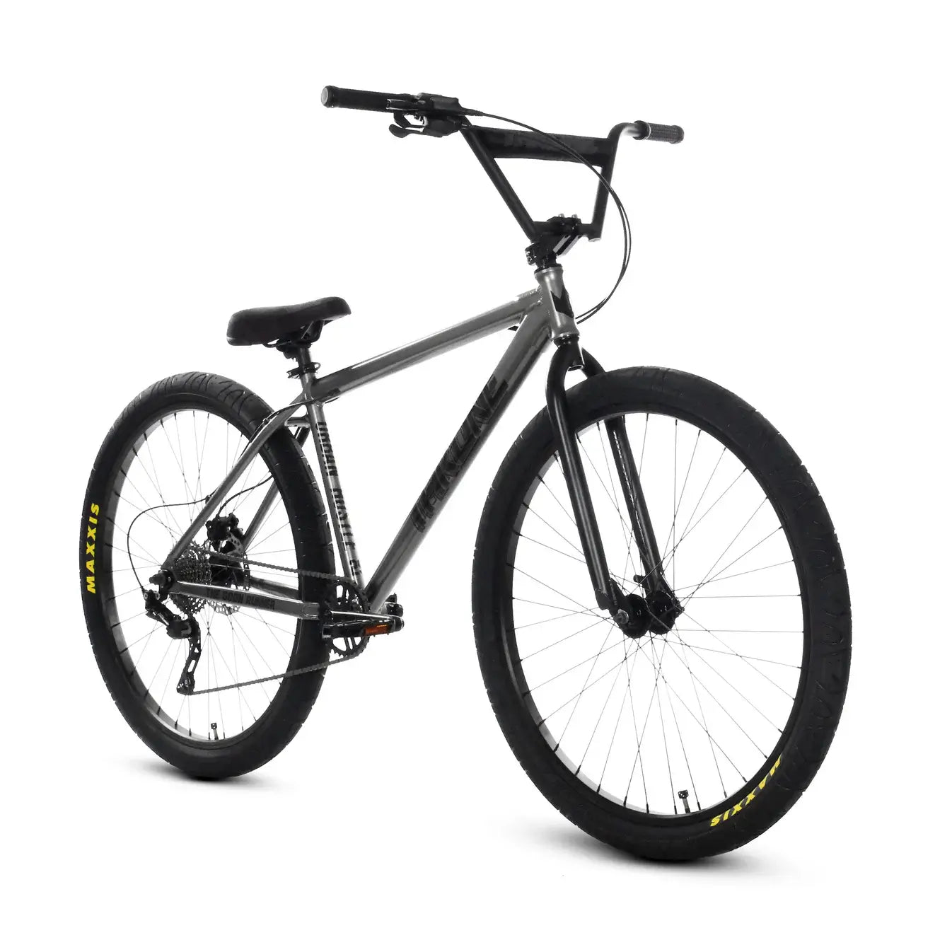 Throne Goon Runner 29" BMX bike with hydraulic brakes, 10 speeds, and 5-inch yoke derailleur.