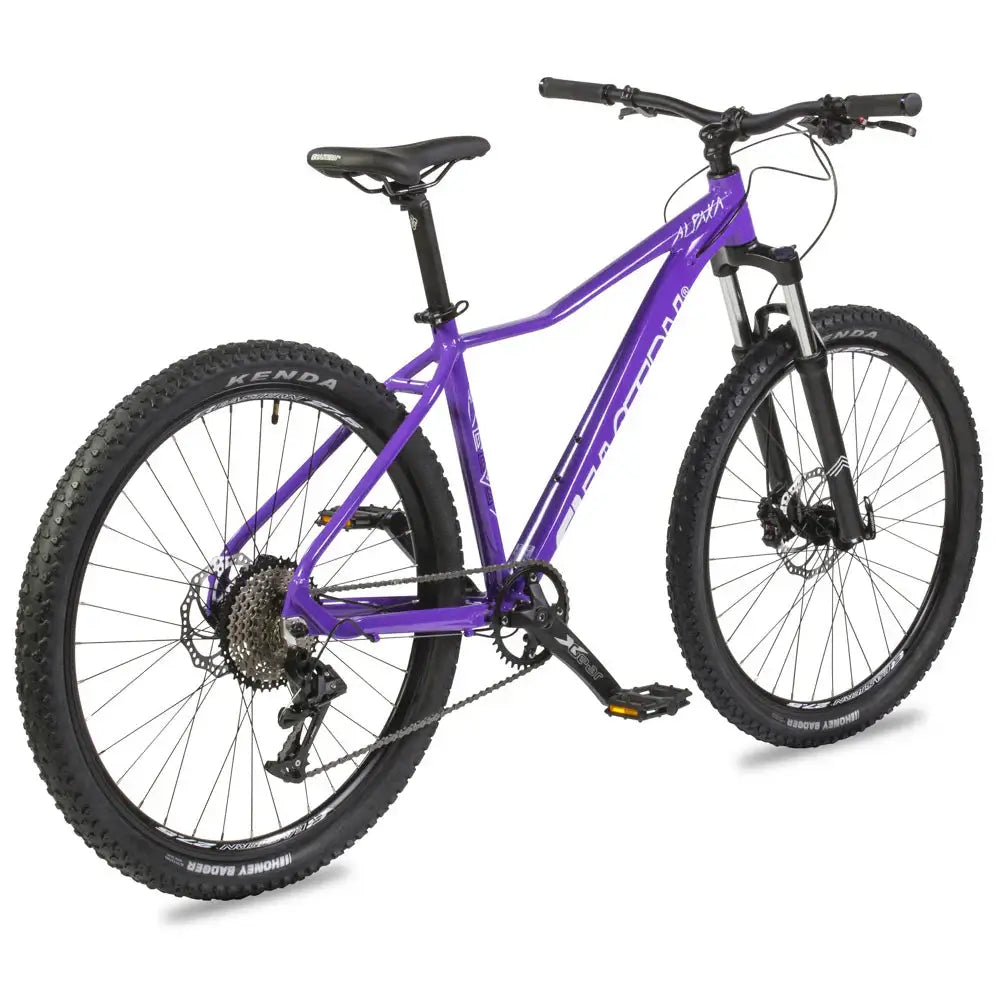 Eastern Bike Alpaka 27.5" in purple, featuring hydraulic disc brakes and double-wall rims for smooth rides.