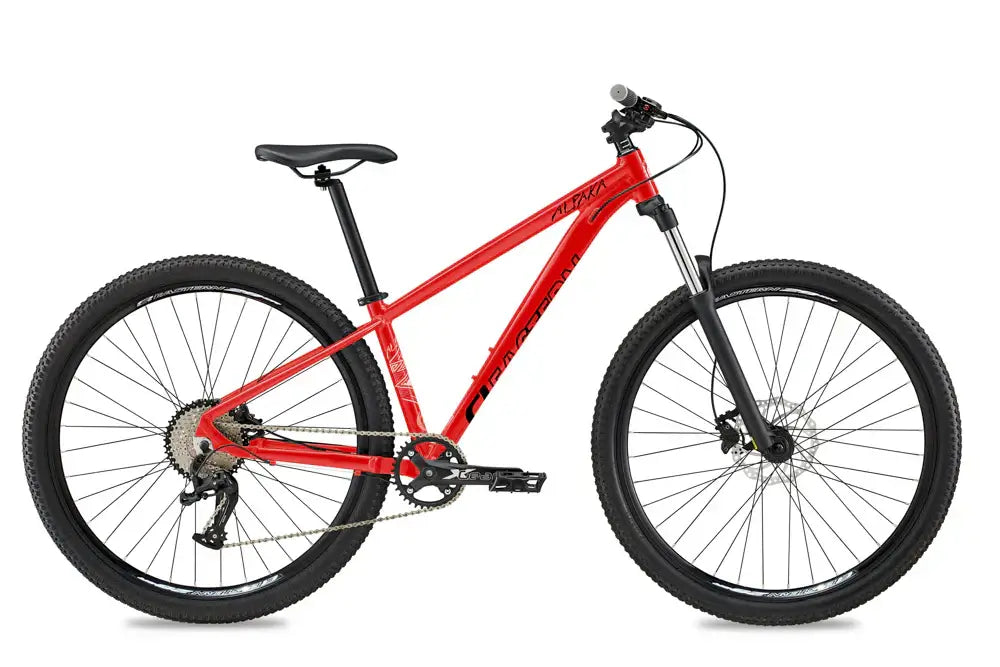 Eastern Bike Alpaka Men's 29" mountain bike in red, featuring hydraulic disc brakes and double-wall rims.
