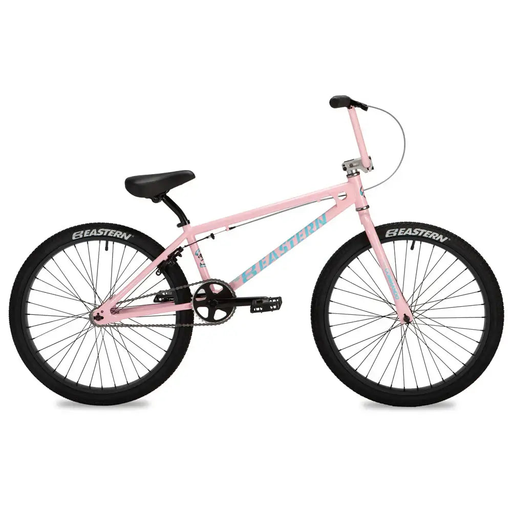 Eastern Bike Commando LTD in pink, featuring 3 pc cranks, durable chromo frame, and retro design elements.