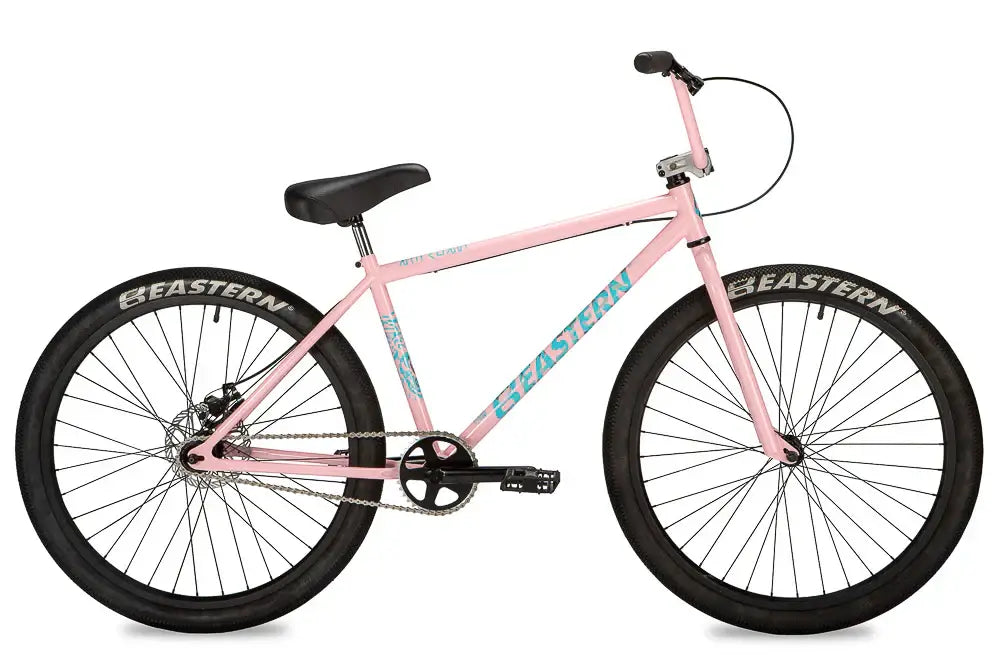 Eastern Bike Growler LTD in pink, featuring signature Eastern logo tires and stylish BMX design.