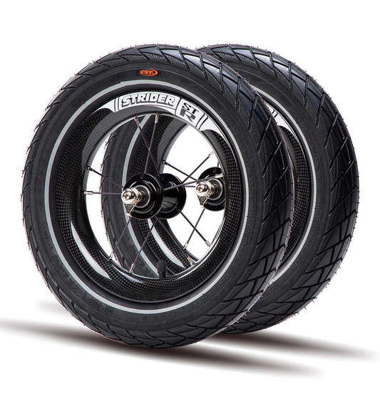 Strider Carbon Fiber Wheels for balance bikes, offering speed and performance for young riders.