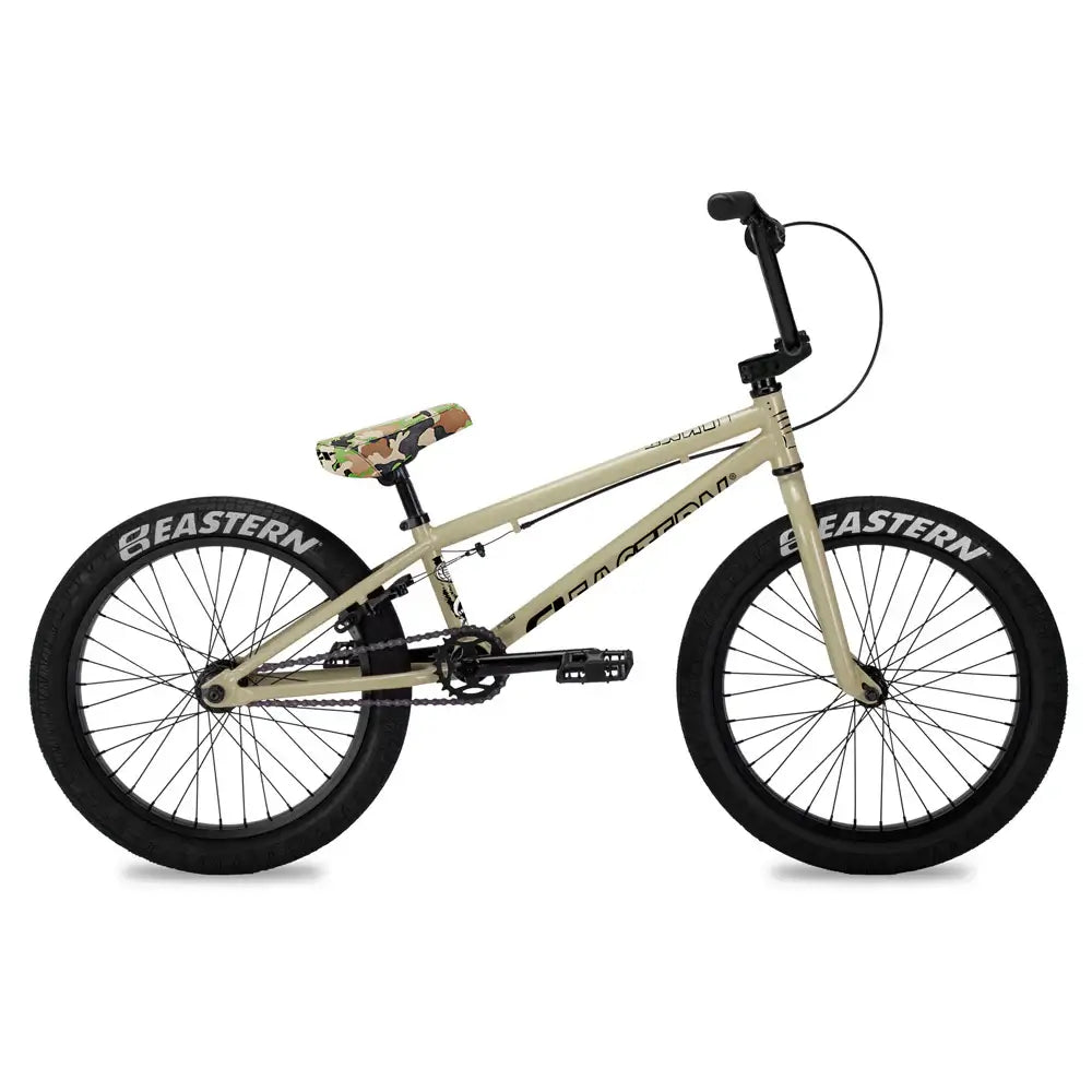 Eastern Bike Cobra BMX bike with hi-tensile steel frame, sealed hubs, and tubular chromoly cranks for beginners.