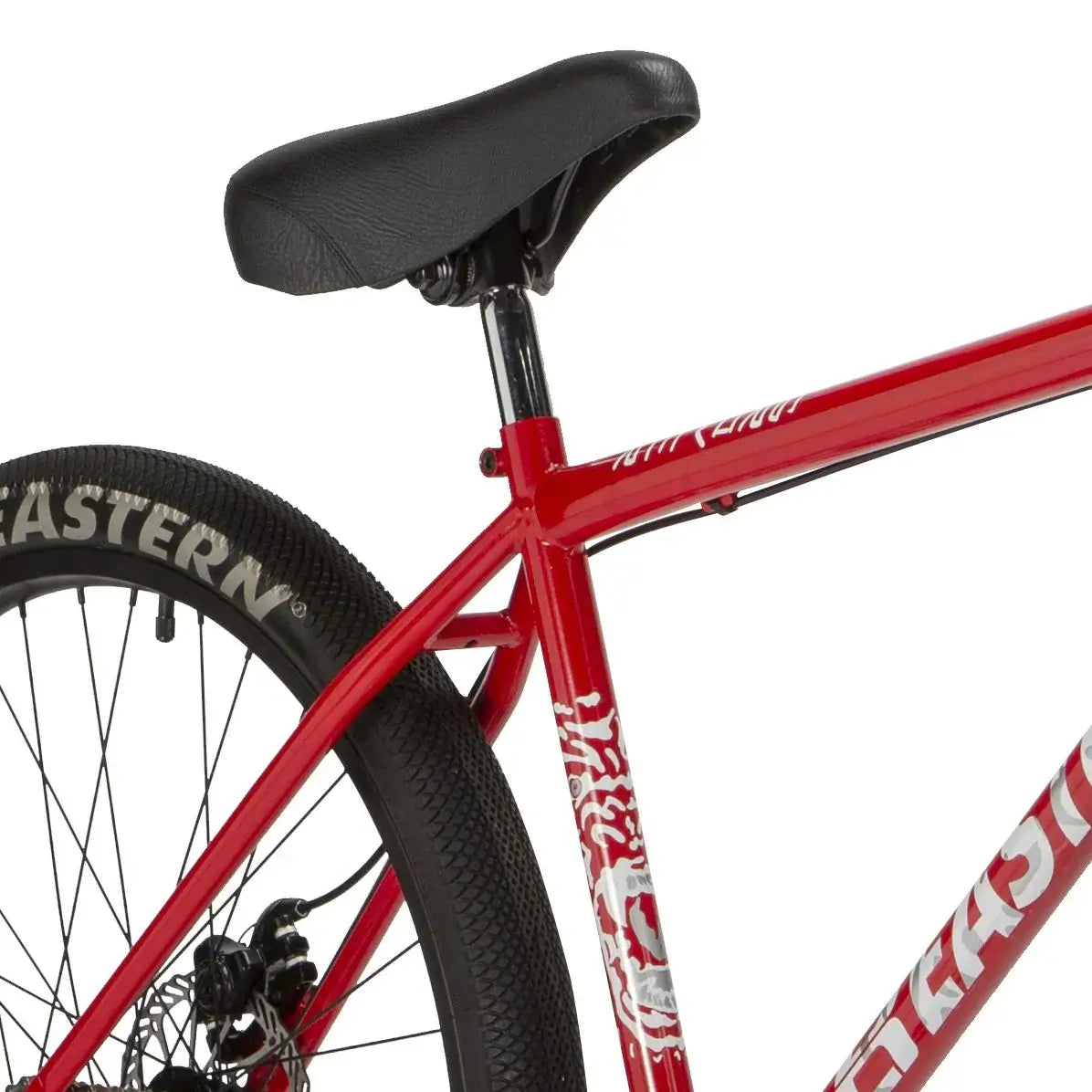 Close-up of Eastern Bike Growler LTD seat and frame, showcasing BMX design and rugged construction.
