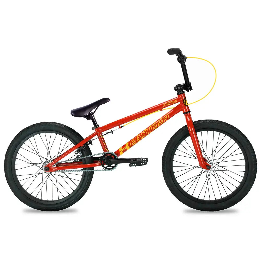 Eastern Lowdown 20" BMX Bike for beginners, featuring hi-tensile steel frame and tubular chromoly cranks.
