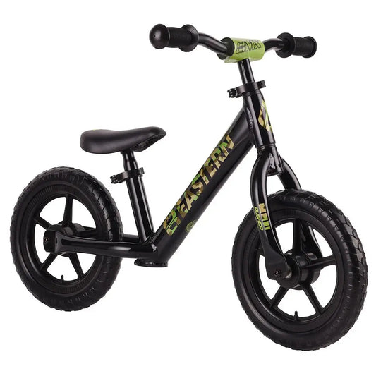 Lightweight Eastern Pusher balance bike for kids, featuring durable design, adjustable seat, and never-flat tires.
