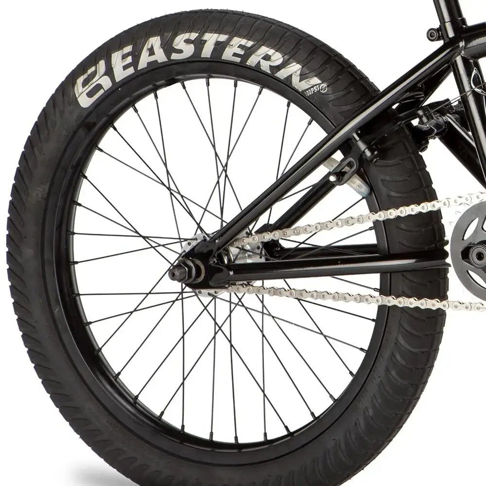 Eastern Bike Thunderbird V2 rear wheel with Curb Monkey tires and chromoly frame, designed for dirt jumping.