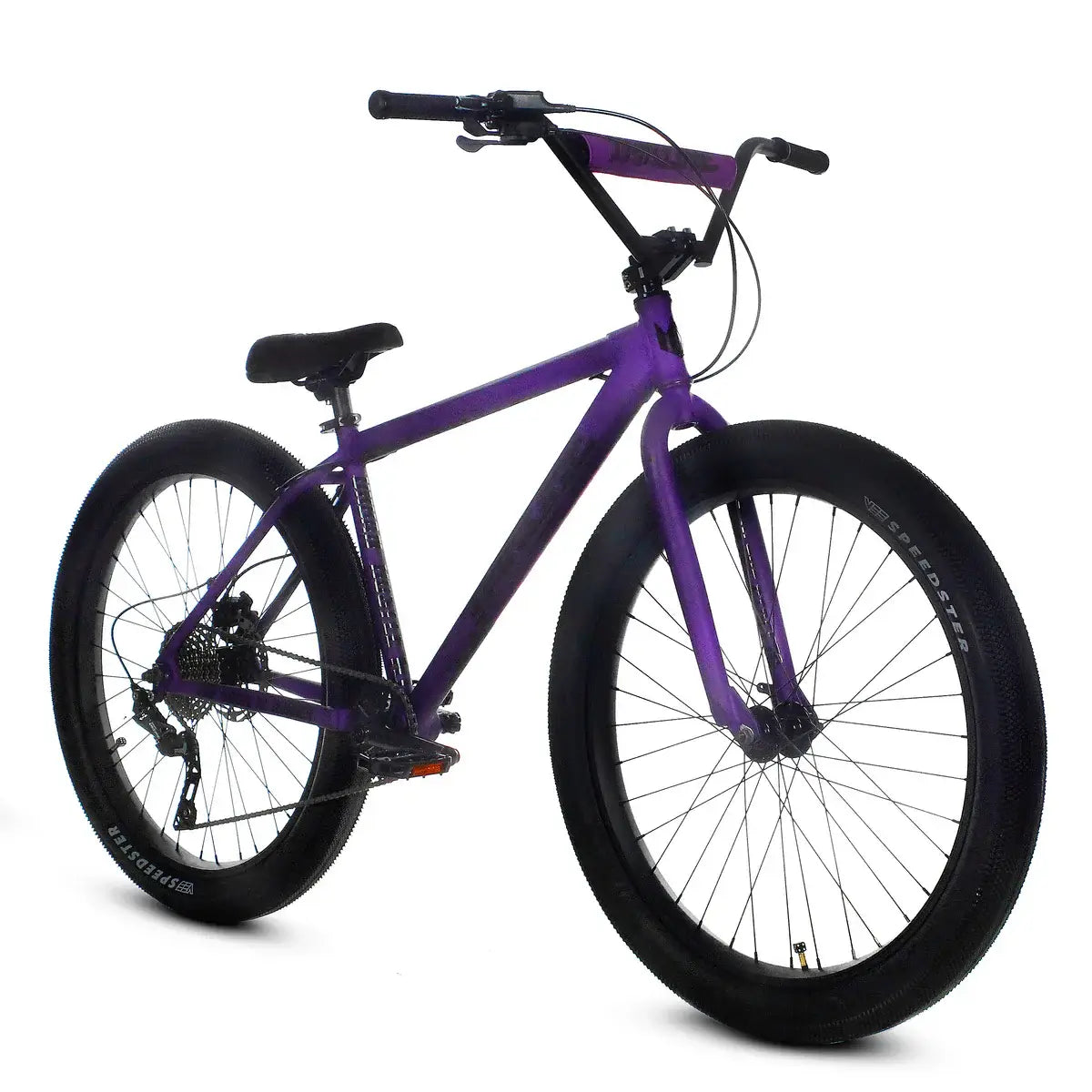 Throne The Goon XL Runner bike in purple, featuring 27.5" aluminum frame and oversized tires for street riding.