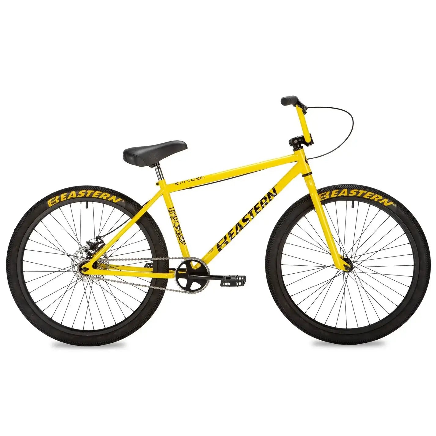 Eastern Bike Growler in bright yellow, featuring black rims, flangeless grips, and sturdy steel construction for smooth rides.