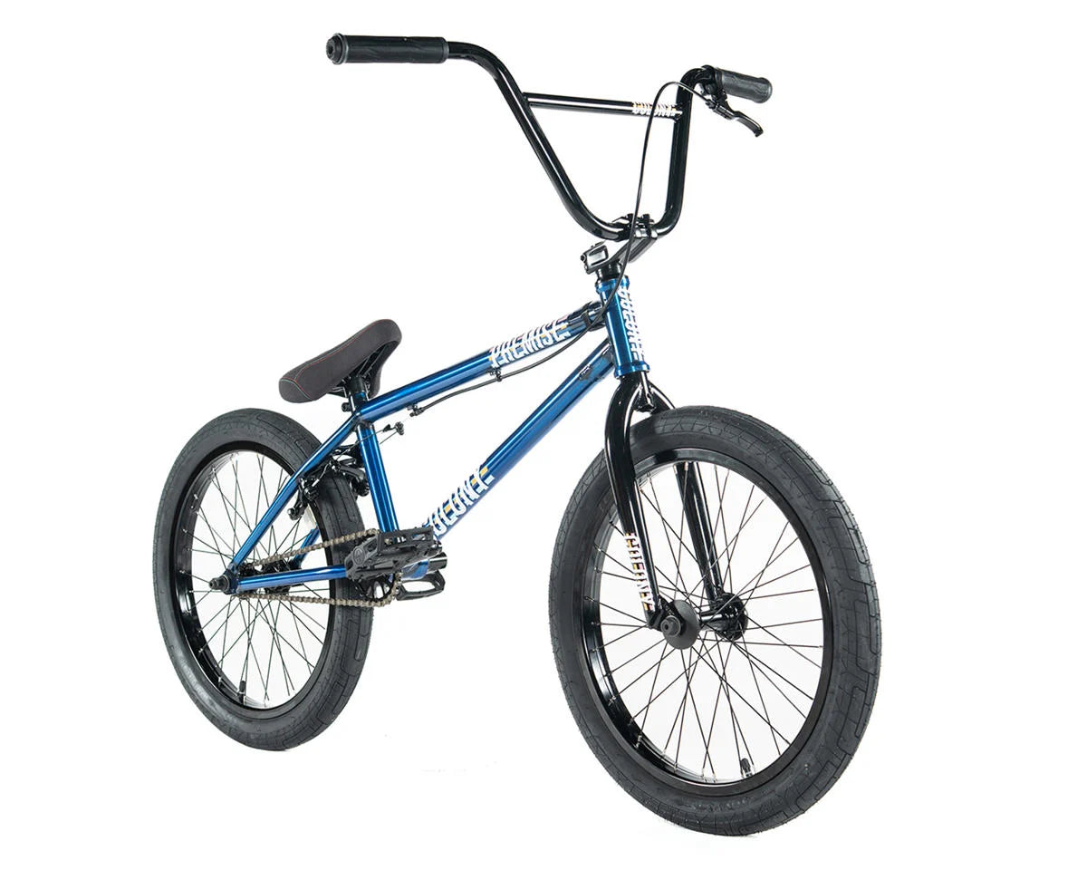 Colony Premise 20" BMX bike in blue with full chromoly frame and black handlebars, perfect for all-around riding.