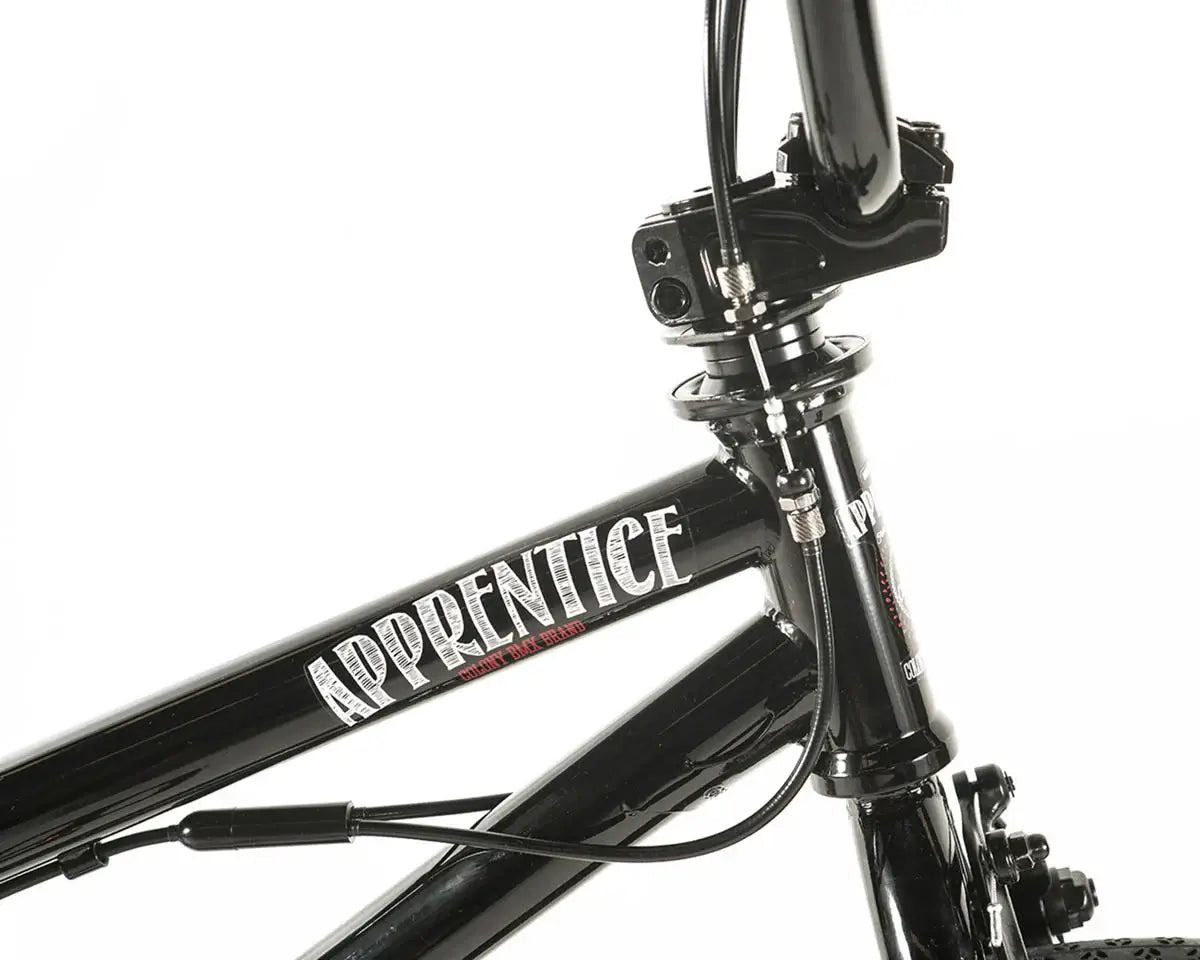 Colony Apprentice BMX bike frame with integrated headset and black finish, designed for flatland riding.