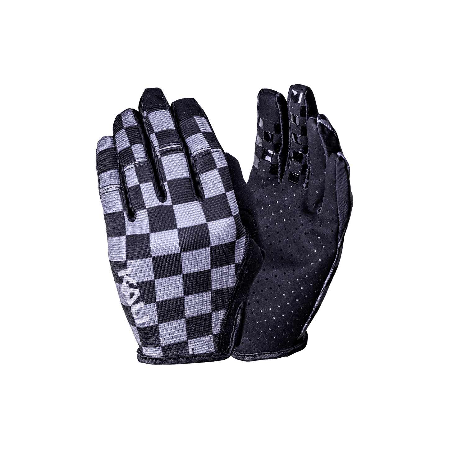 Lightweight medium duty Cascade glove for riders, featuring a checkered pattern and great articulation for trail use.