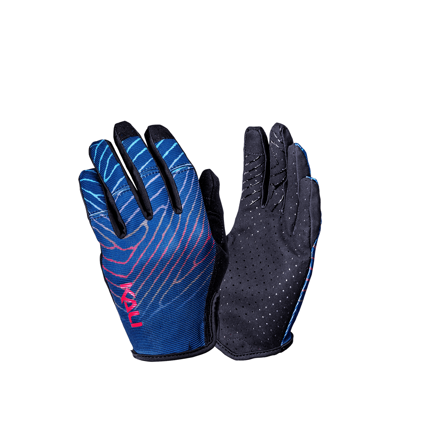 Cascade Glove: lightweight medium duty trail gloves with great articulation in blue and black design.