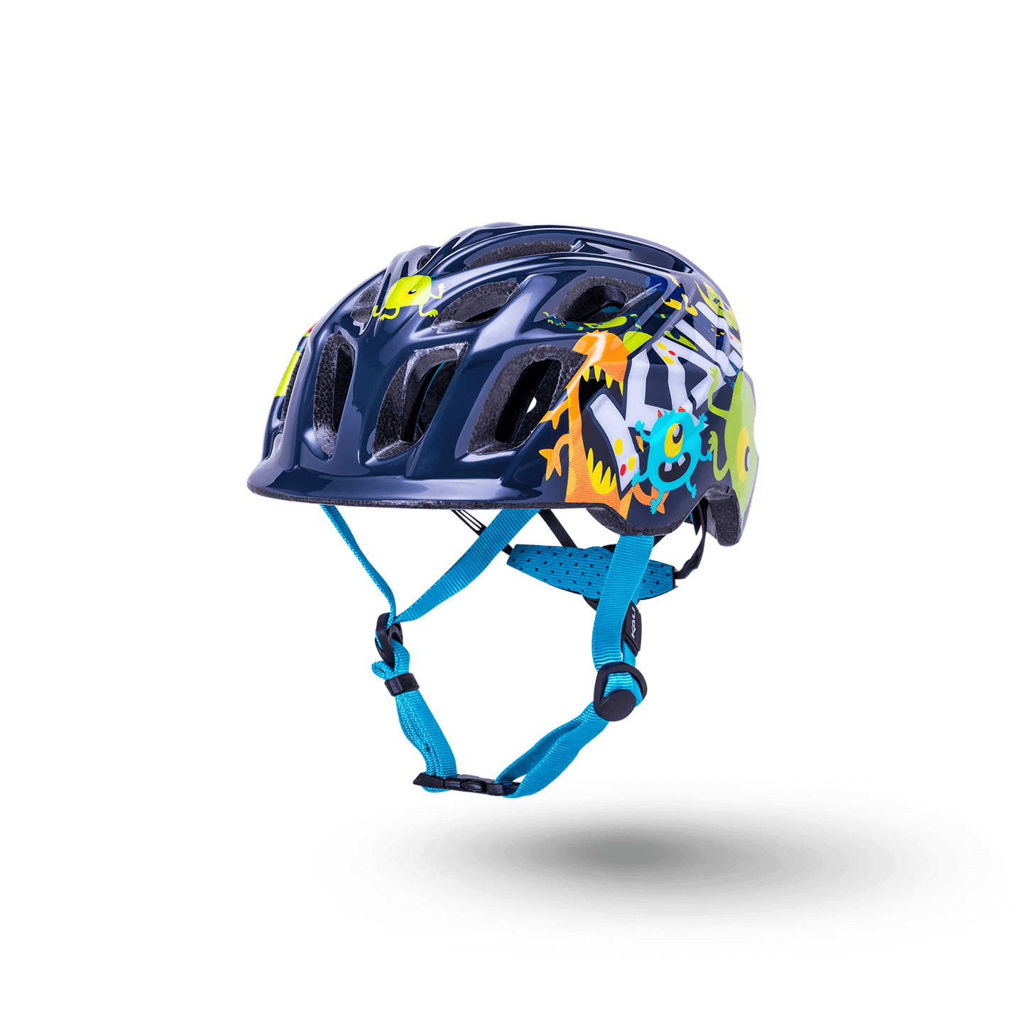 Chakra Child helmet in blue with colorful graphics, designed for kids aged one and up for safety and fun.