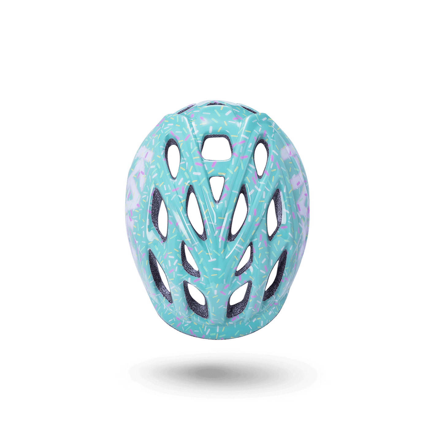 Chakra Child helmet in mint green with a fun pattern, designed for safety and style for kids aged one and up.