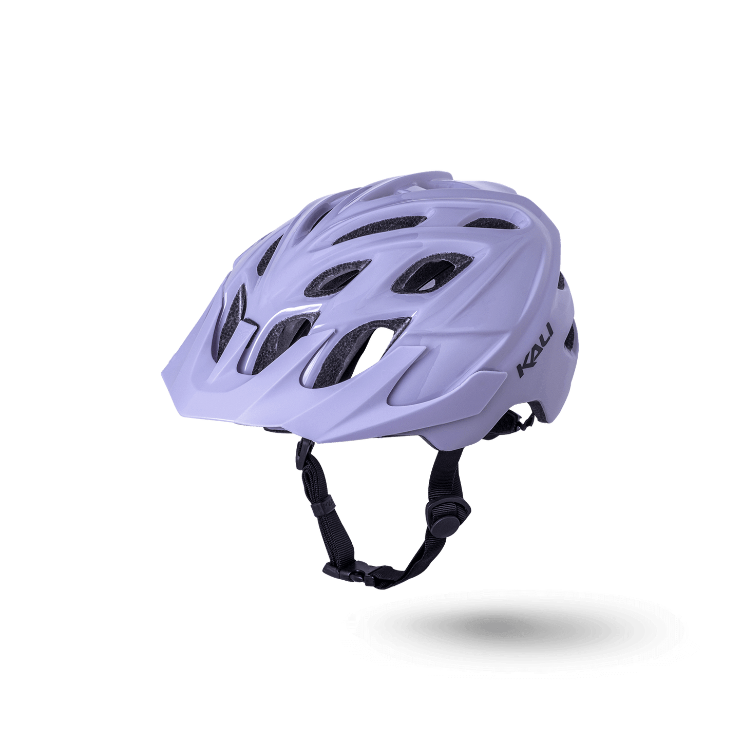 Chakra Solo bike helmet in soft lavender with ventilation holes and adjustable straps for comfort and safety.