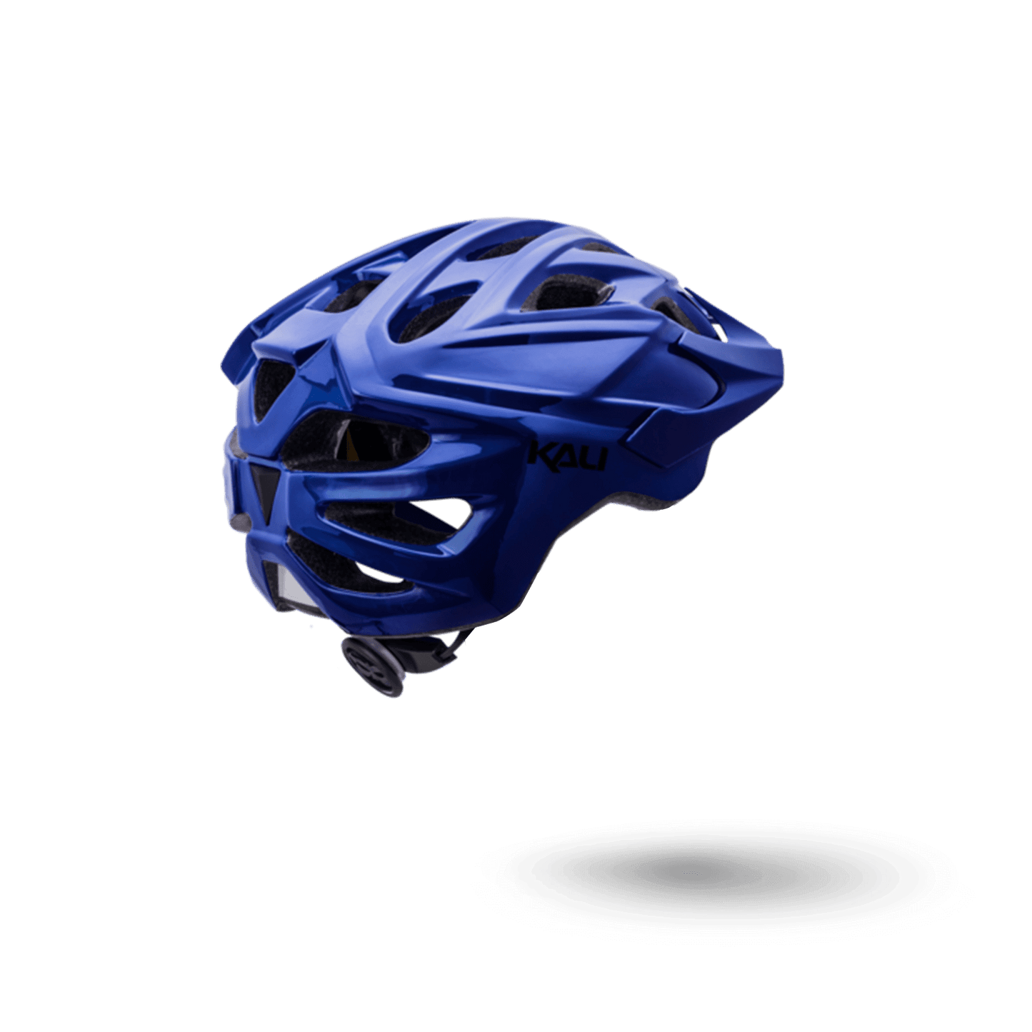 Blue Kali Chakra Solo helmet designed for cycling, featuring ventilated design and adjustable fit for comfort and safety.