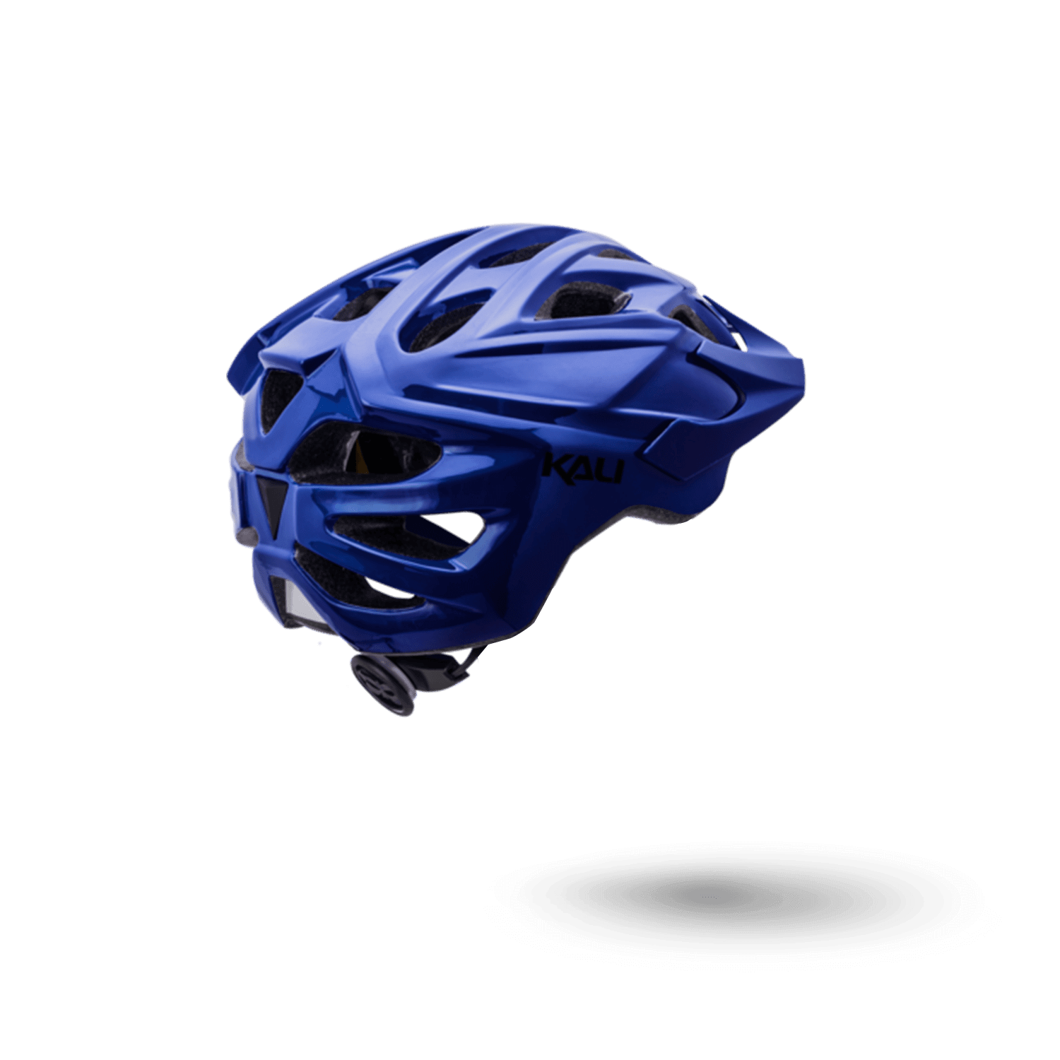 Blue Kali Chakra Solo helmet designed for cycling, featuring ventilated design and adjustable fit for comfort and safety.