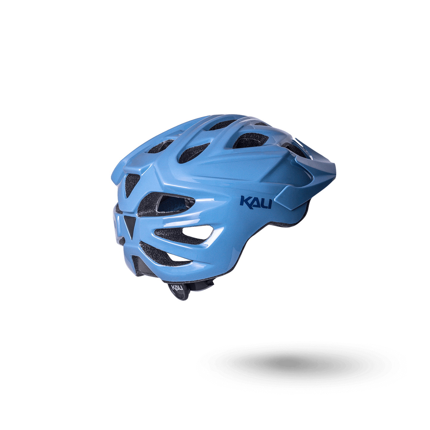 Kali blue cycling helmet with ventilation features for enhanced performance and safety during rides.