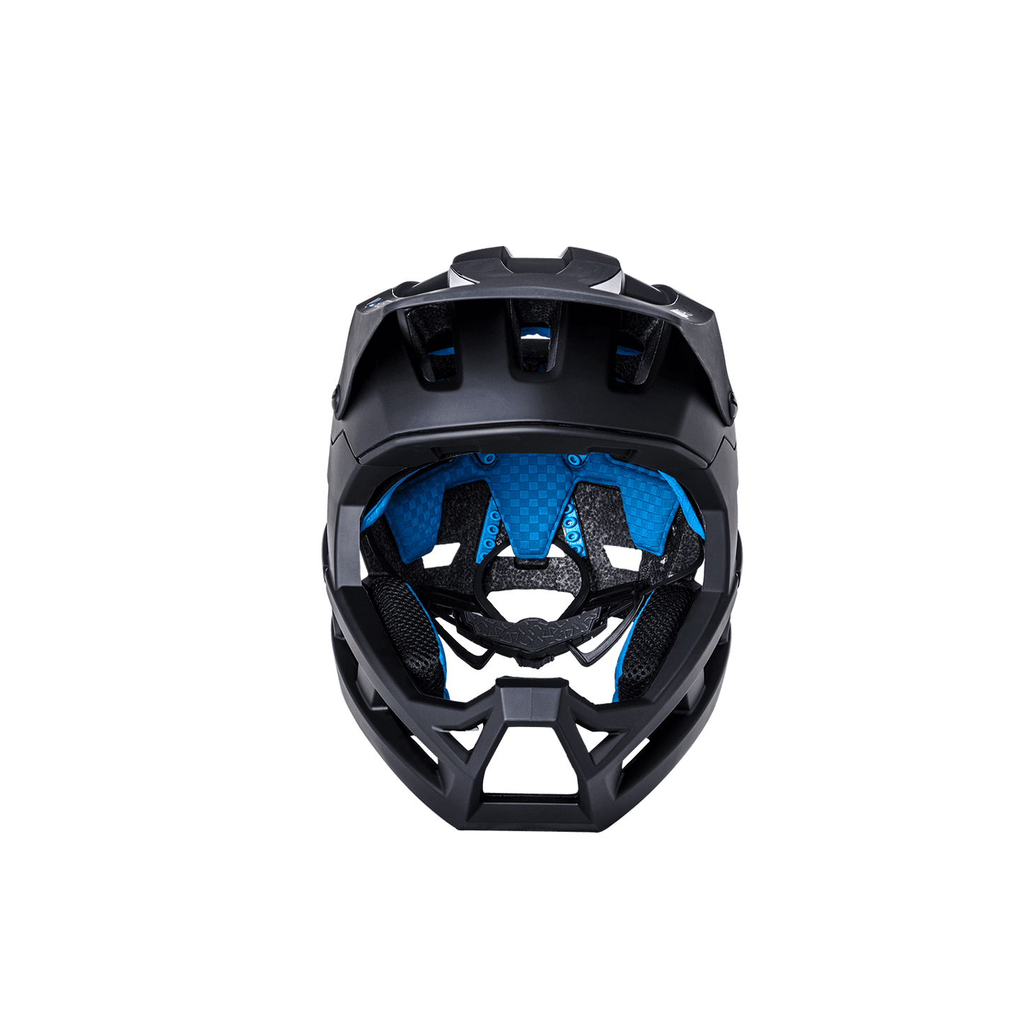 DH Invader helmet front view featuring protective design and breathable interior for enhanced safety during biking.