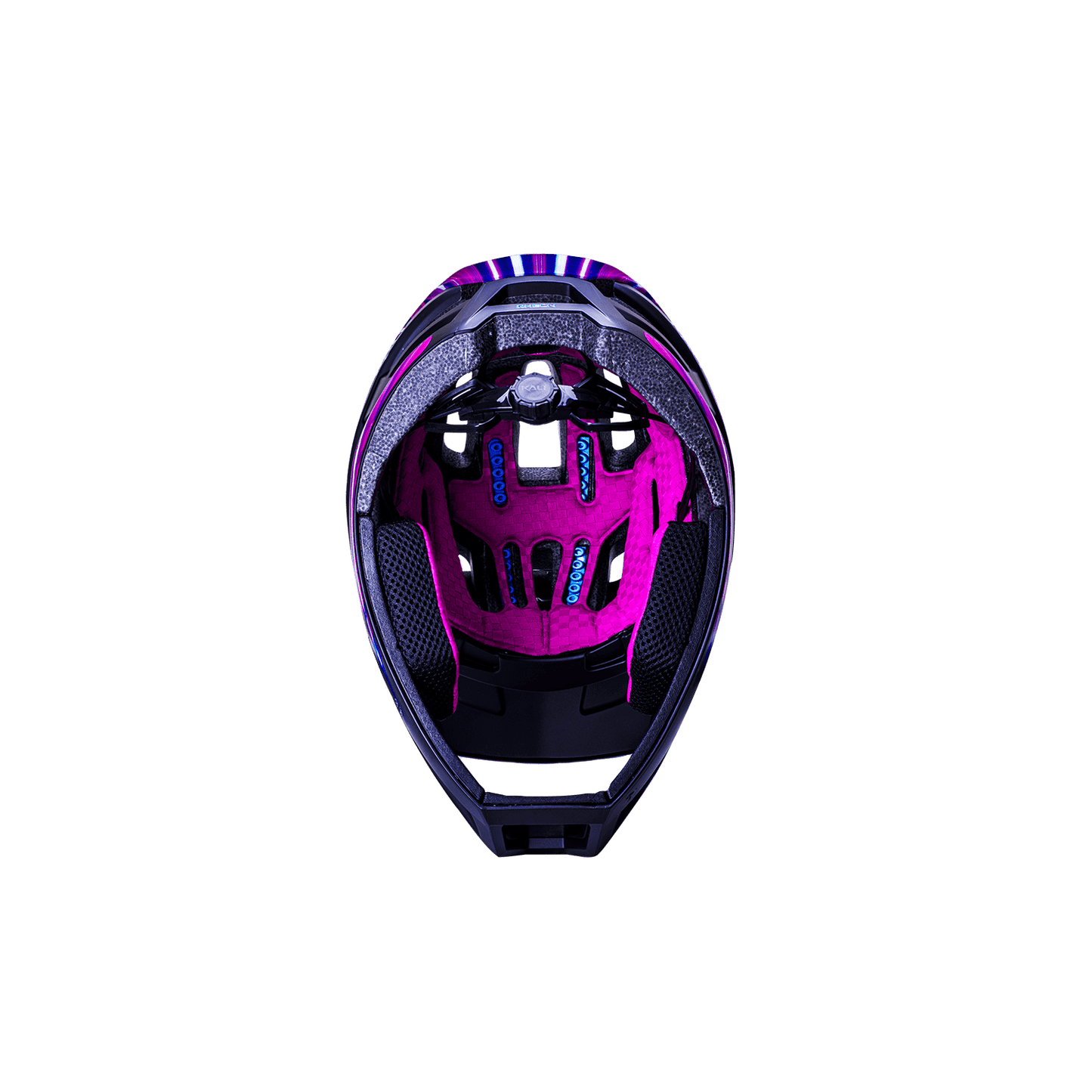 Interior view of the DH Invader helmet showcasing added protection and vibrant pink padding.