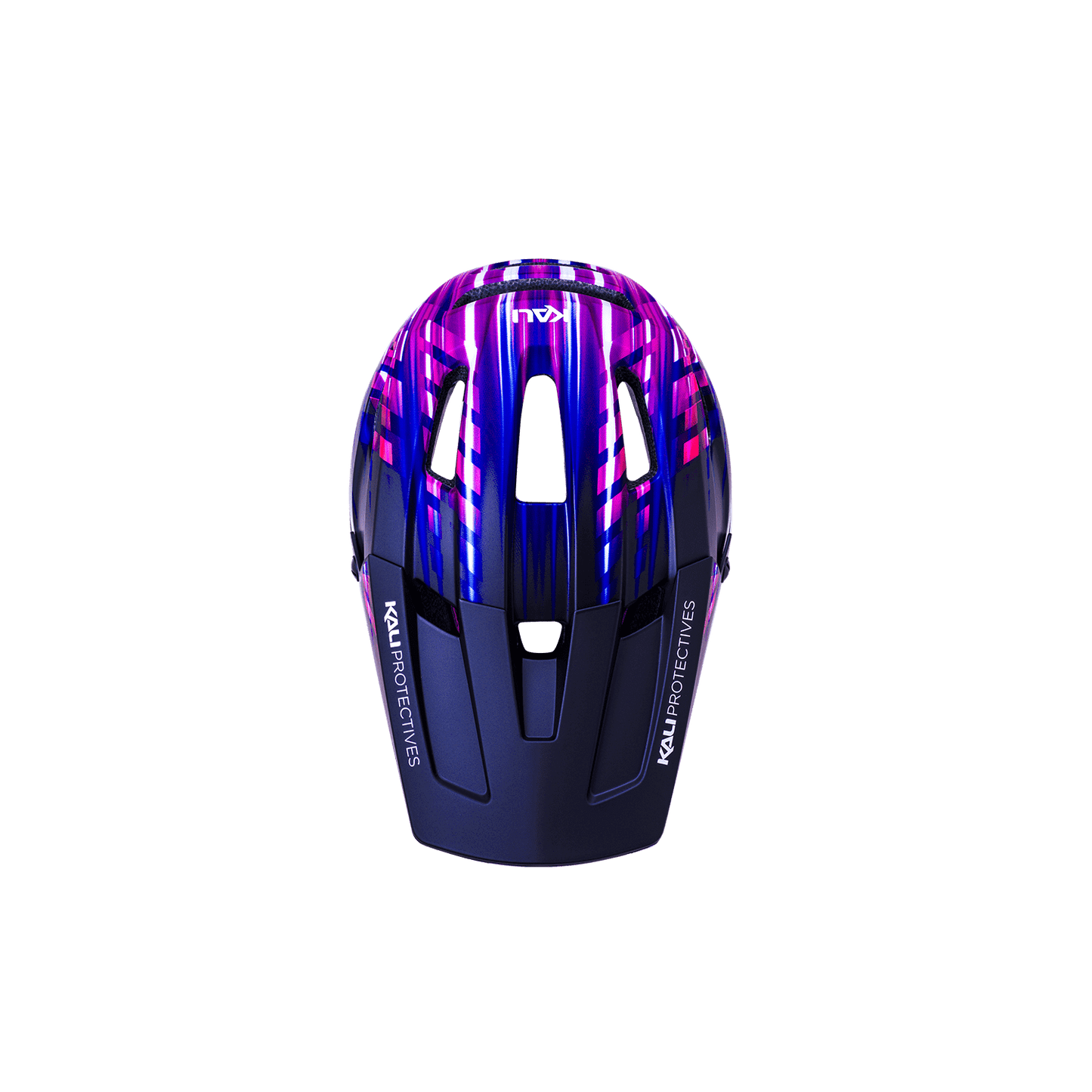 Front view of the colorful DH Invader helmet, showcasing enhanced protection and modern design features.
